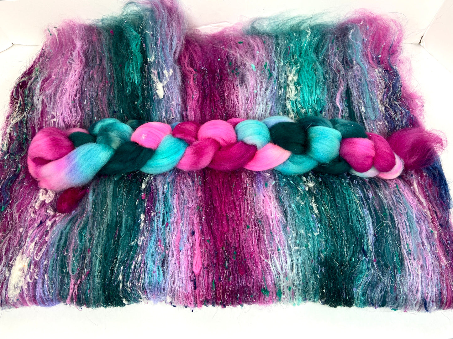 Bijou Batt/top Combo 1203-01 , 4.4 oz, Polwarth wool, silk, bamboo, spinning fiber, felting wool, weaving fiber