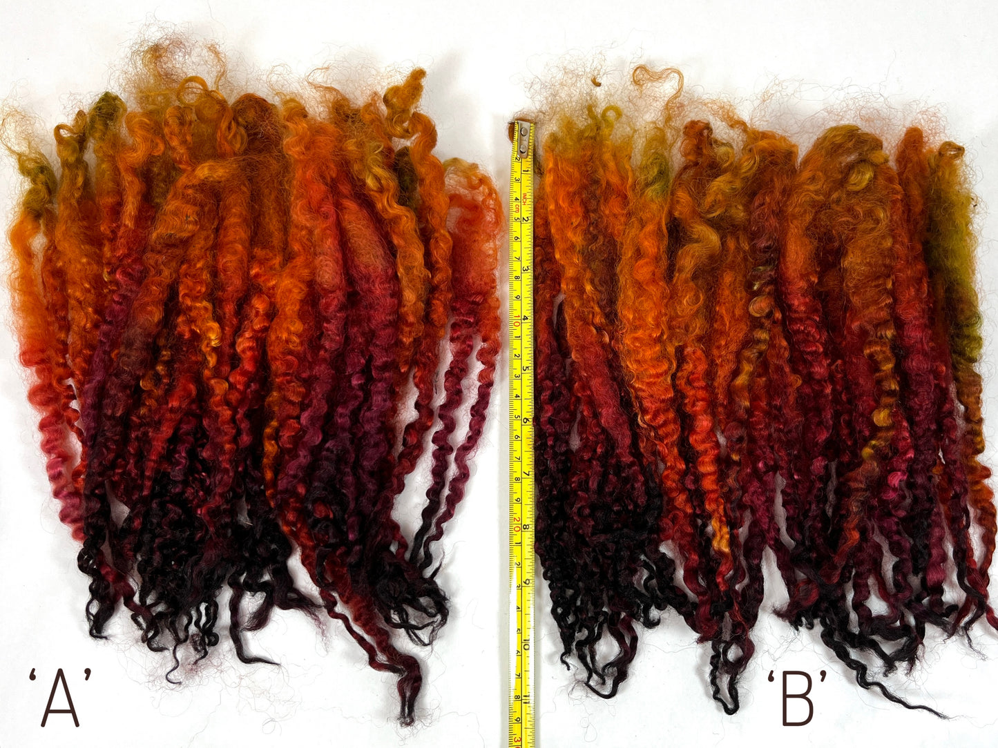 Teeswater LONG locks, Curried Beets, 11-12 inches, separated, super clean, spinning, felting, fiber art, doll hair, wool locks, reroot