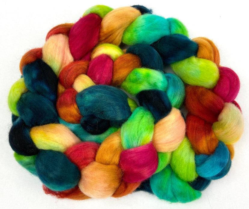 Frolic SC - 4 oz hand painted wool combed top, roving, spinning fiber, handspinning, felting