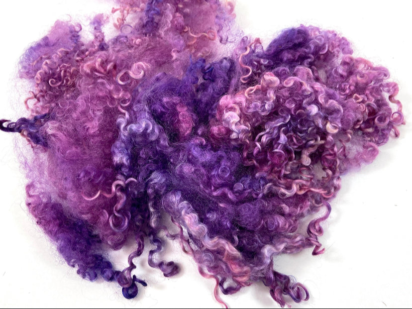 Wensleydale Locks, 1.1 oz, Lilacs, 4-6 inches long, super clean, spinning, felting, fiber art, doll hair, nuno, lockspun yarn 0621-04