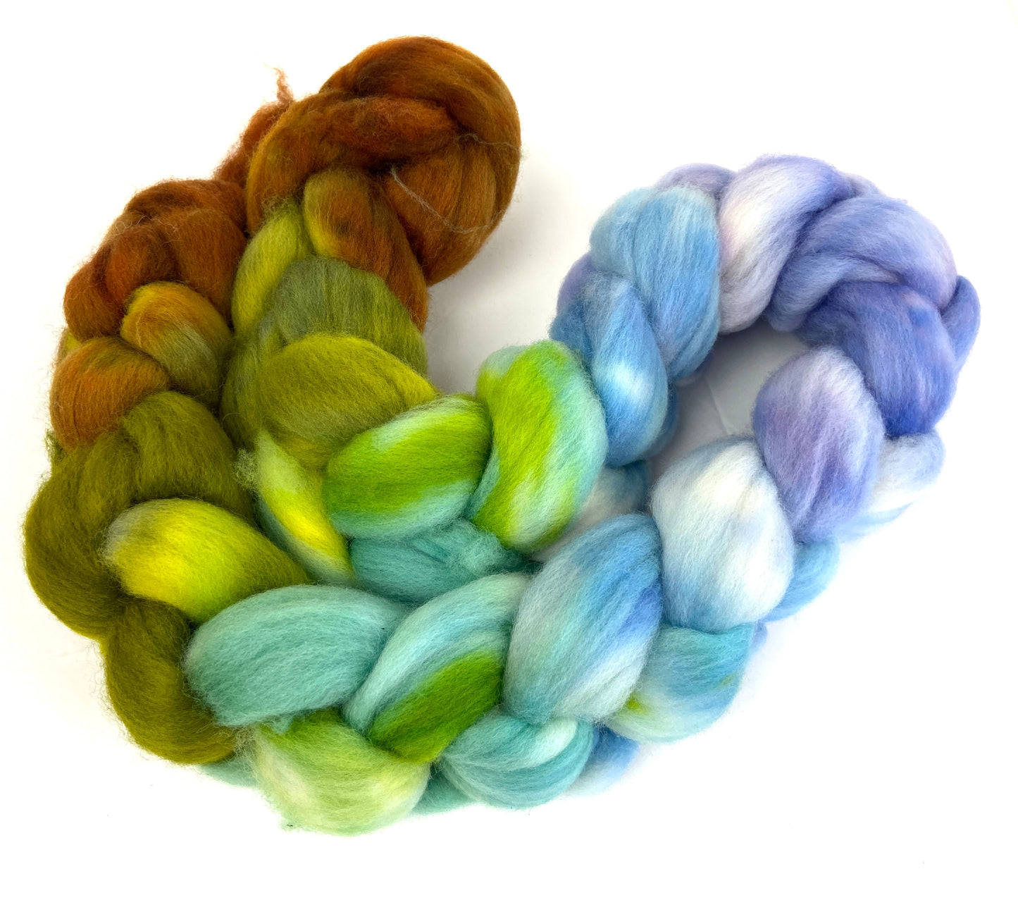 Gaia MG - 4 oz hand painted wool combed top, roving, spinning fiber, handspinning, felting