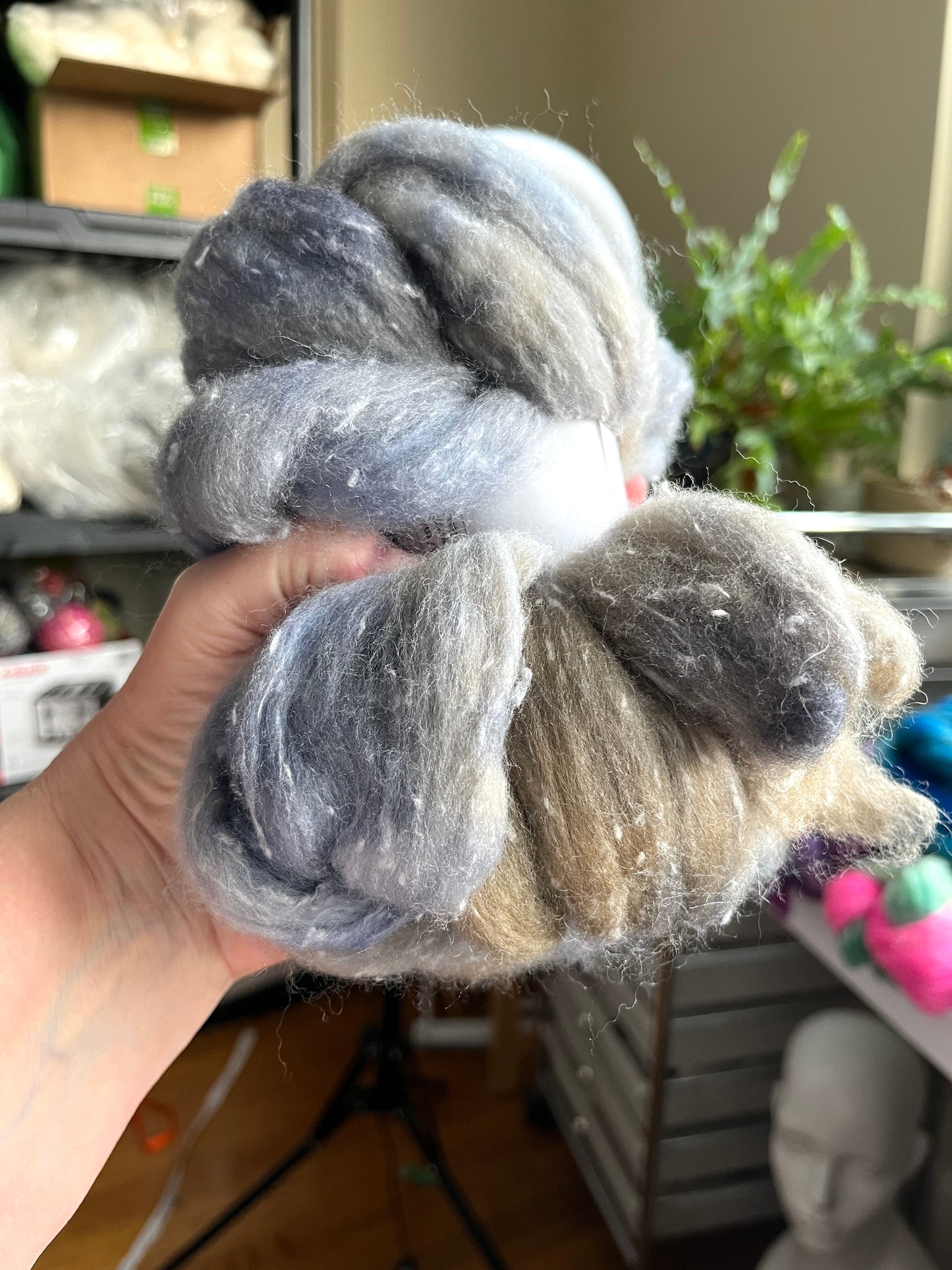 Grays Combo Pack - 6 oz- 80/20 South American wool/rayon nepps combed top, roving, spinning fiber, handspinning, felting, wool, gradient kit