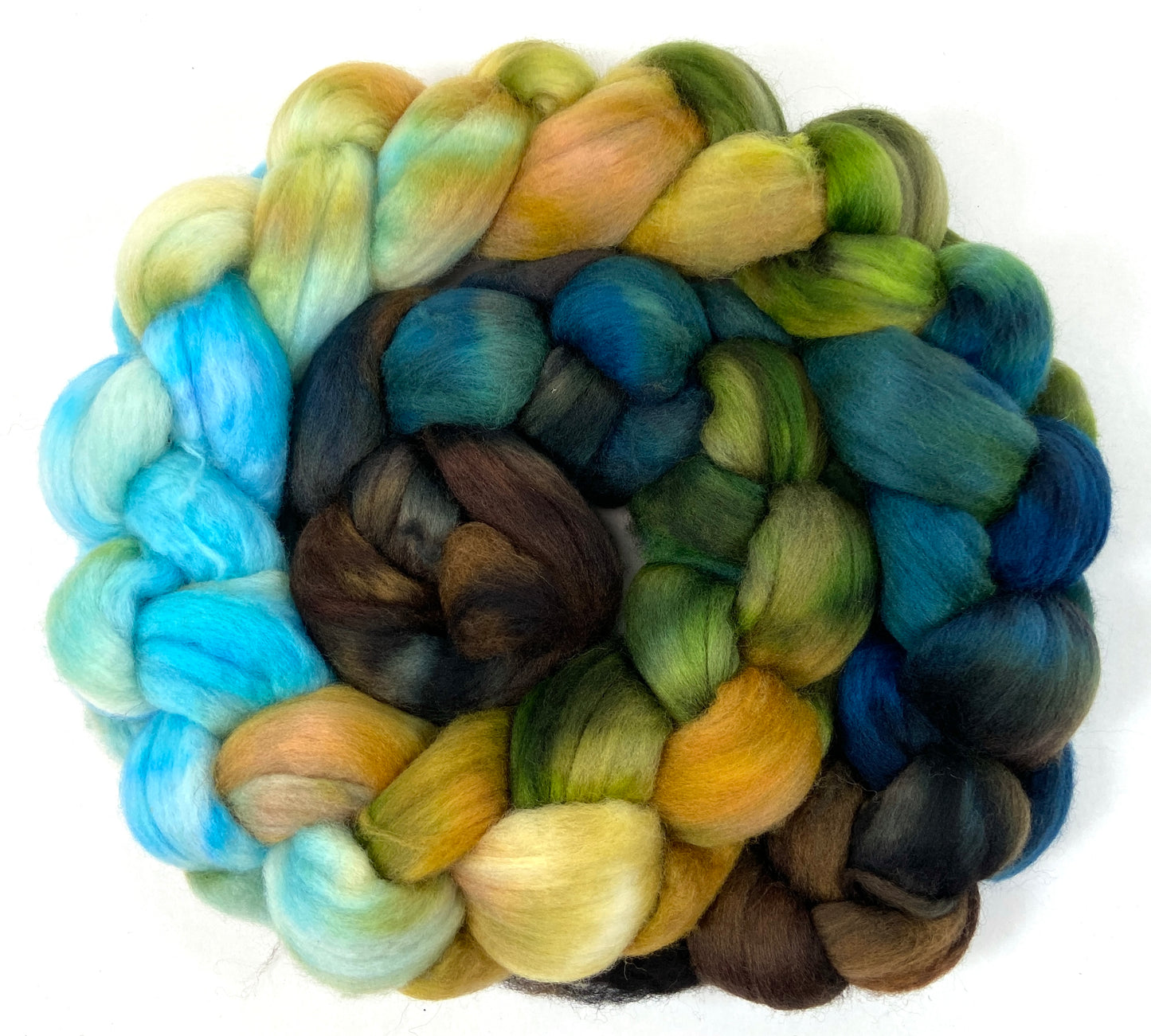 Sherwood Forest MG - 4 oz hand painted wool combed top, roving, spinning fiber, handspinning, felting, mirrored gradient
