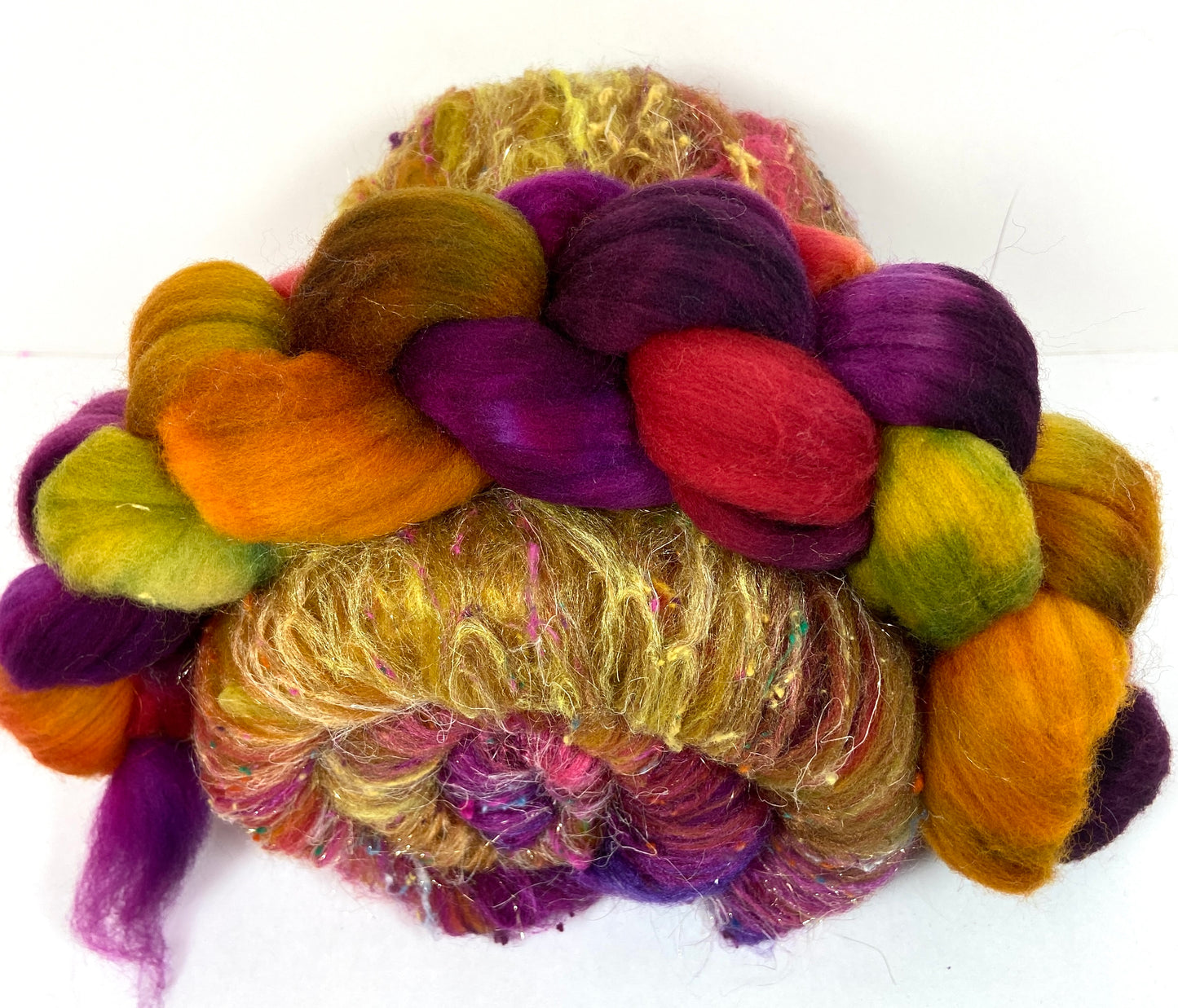 Curried Beets Batt/top Combo 1202-02, 4.1 oz, Targhee wool, silk, bamboo, spinning fiber, felting wool, weaving fiber