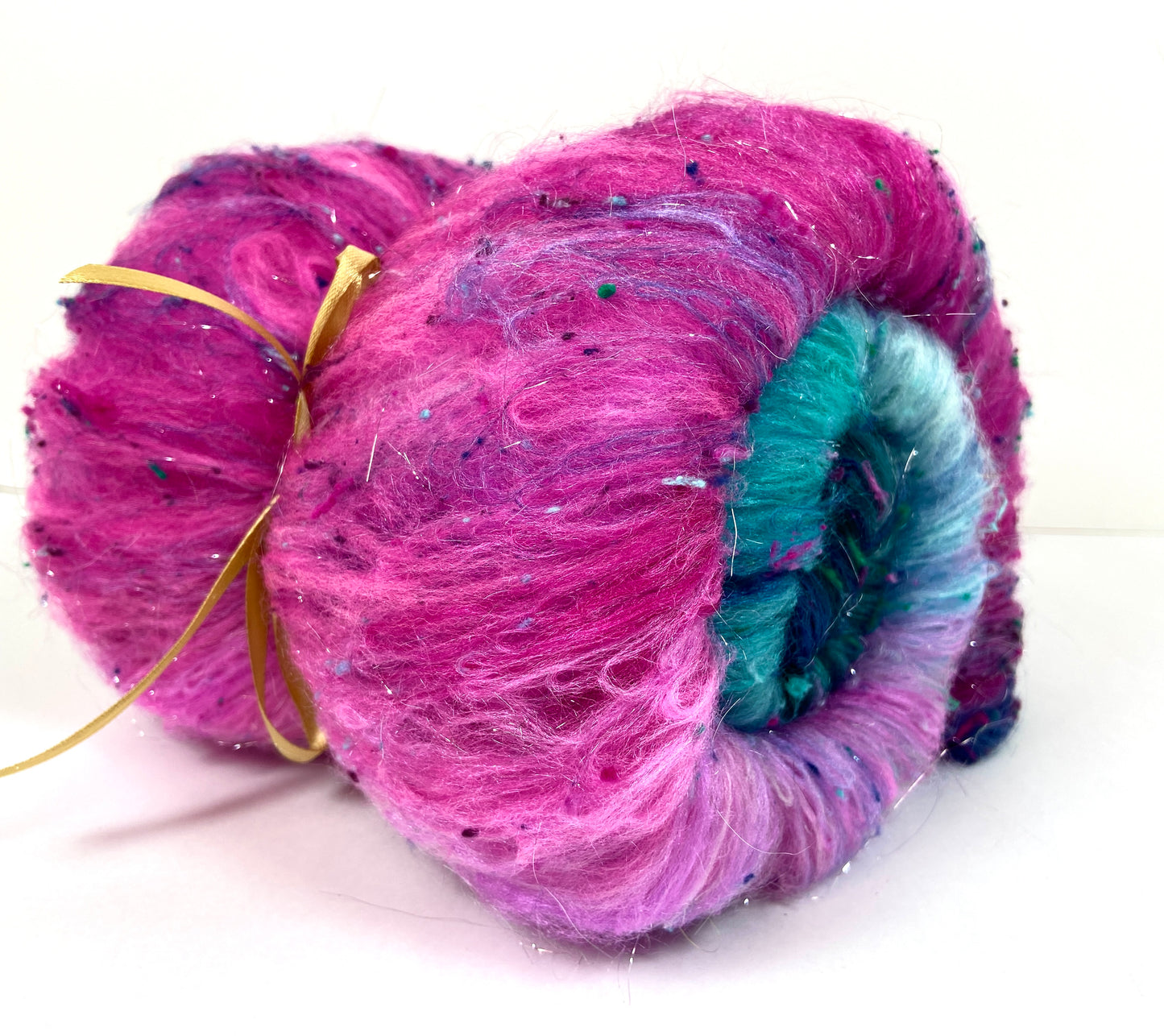 Bijou Batt 1202-04- 2.8 oz Polwarth wool, silk, noils, spinning fiber, handspinning, nuno, felting wool, weaving