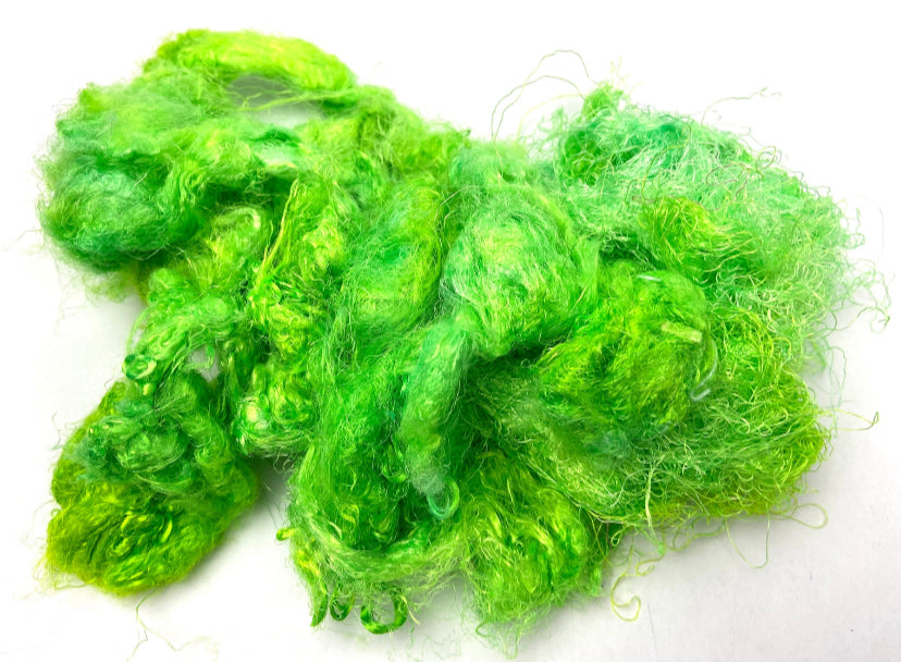 Throwsters, silk, Vivid Chartreuse, nuno, wet felting, spinning fiber, art yarn, handspinning, felting fiber, corespinning, weaving