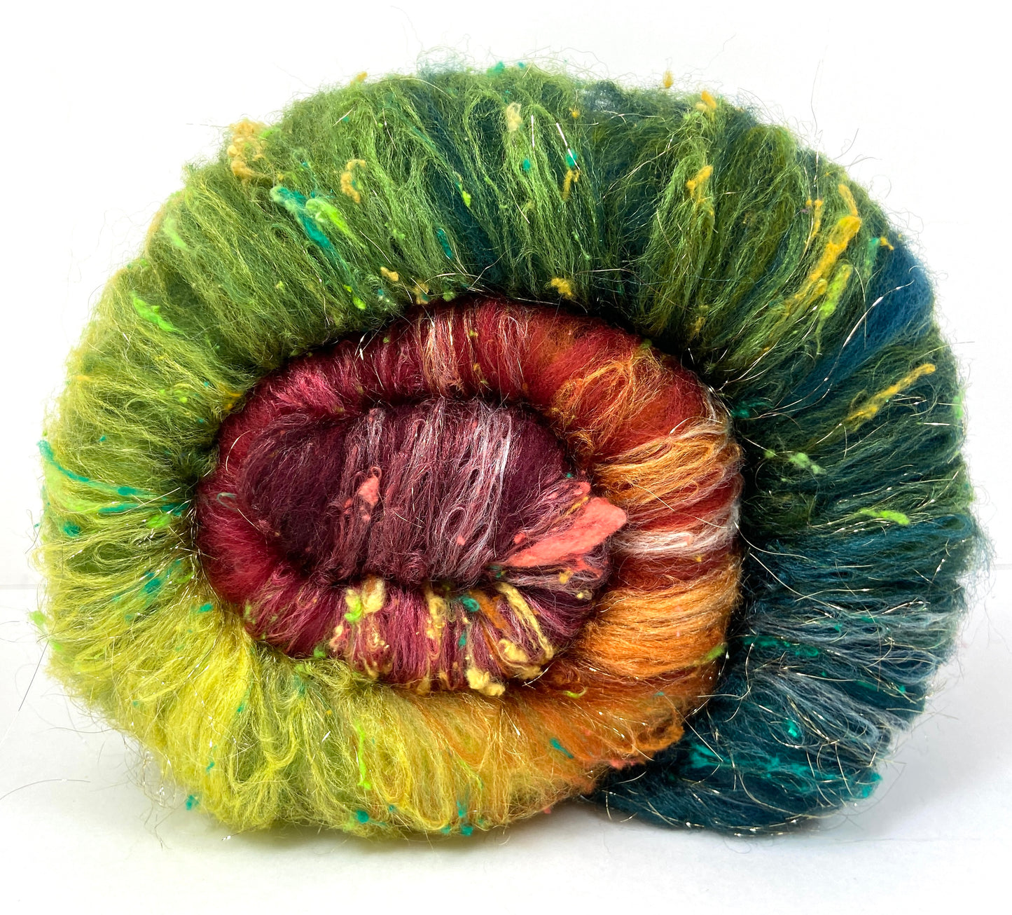 Cornucopia Batt 1122-02 - 2.6 oz Corriedale wool, silk, noils, spinning fiber, handspinning, nuno, felting wool, weaving, spindle