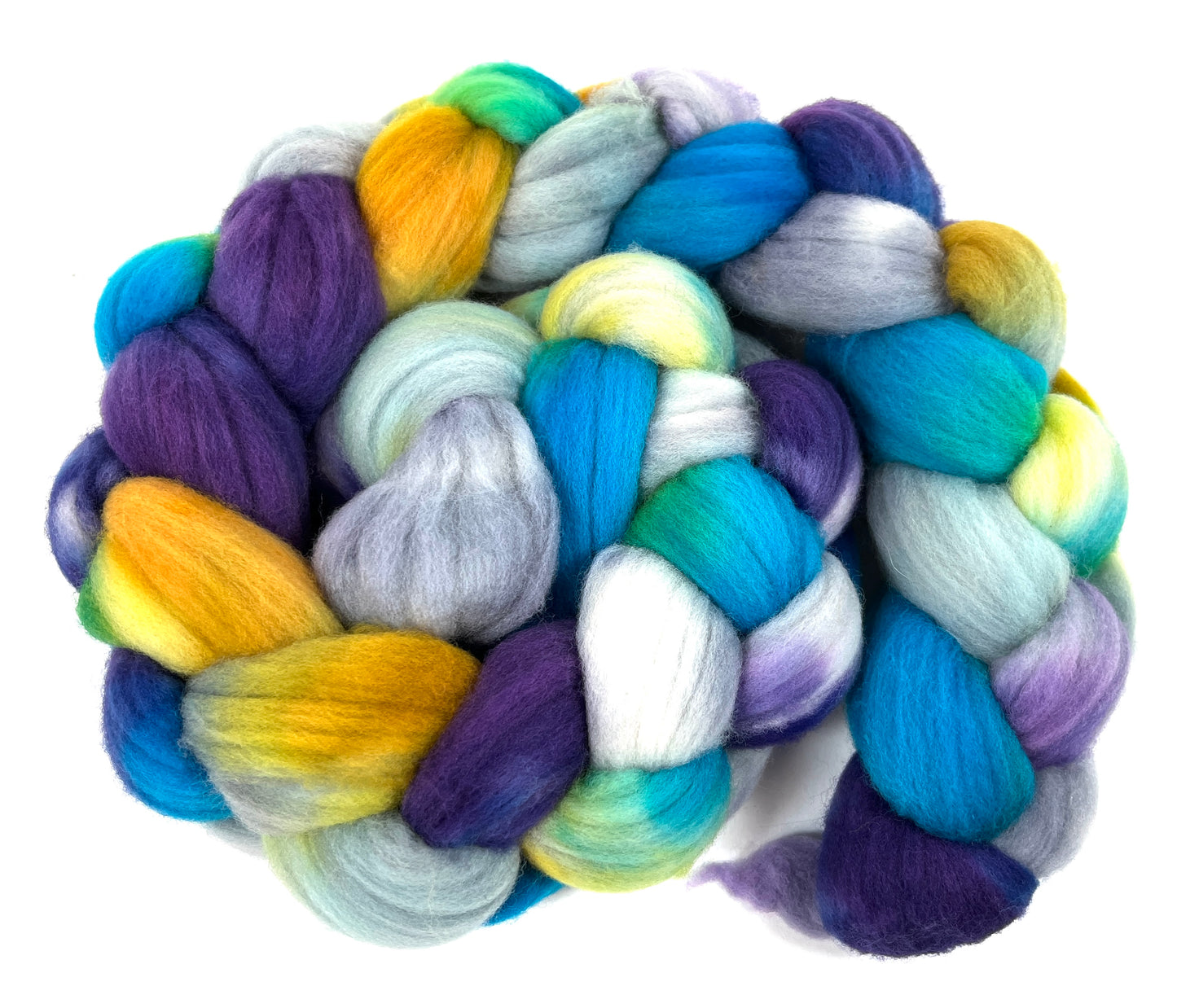 Sapphire Cove SC - 4 oz hand painted wool combed top, roving, spinning fiber, handspinning, felting