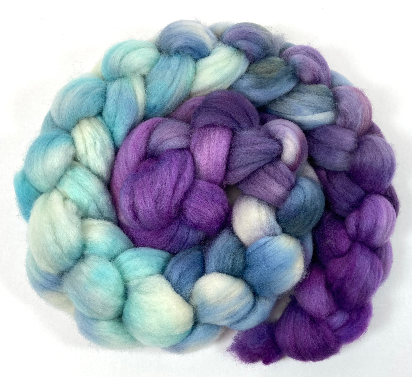 Frostberry MG - 4 oz hand painted wool combed top, roving, spinning fiber, handspinning, felting