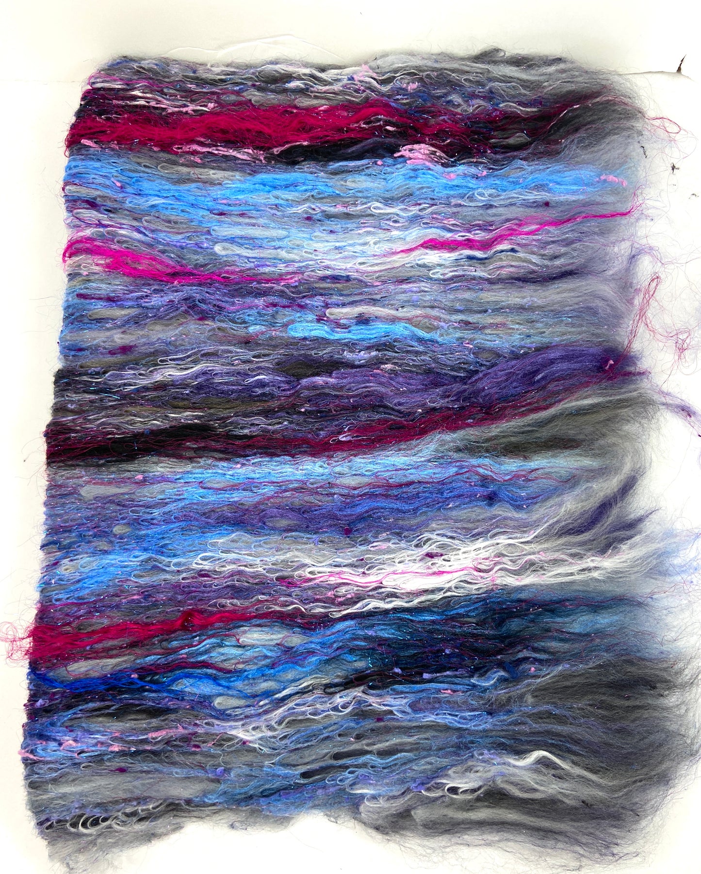 Luxe Batt 1004-05 - 3.3 oz Falkland Merino wool, silk, noils, spinning fiber, handspinning, nuno, felting, weaving, spindle