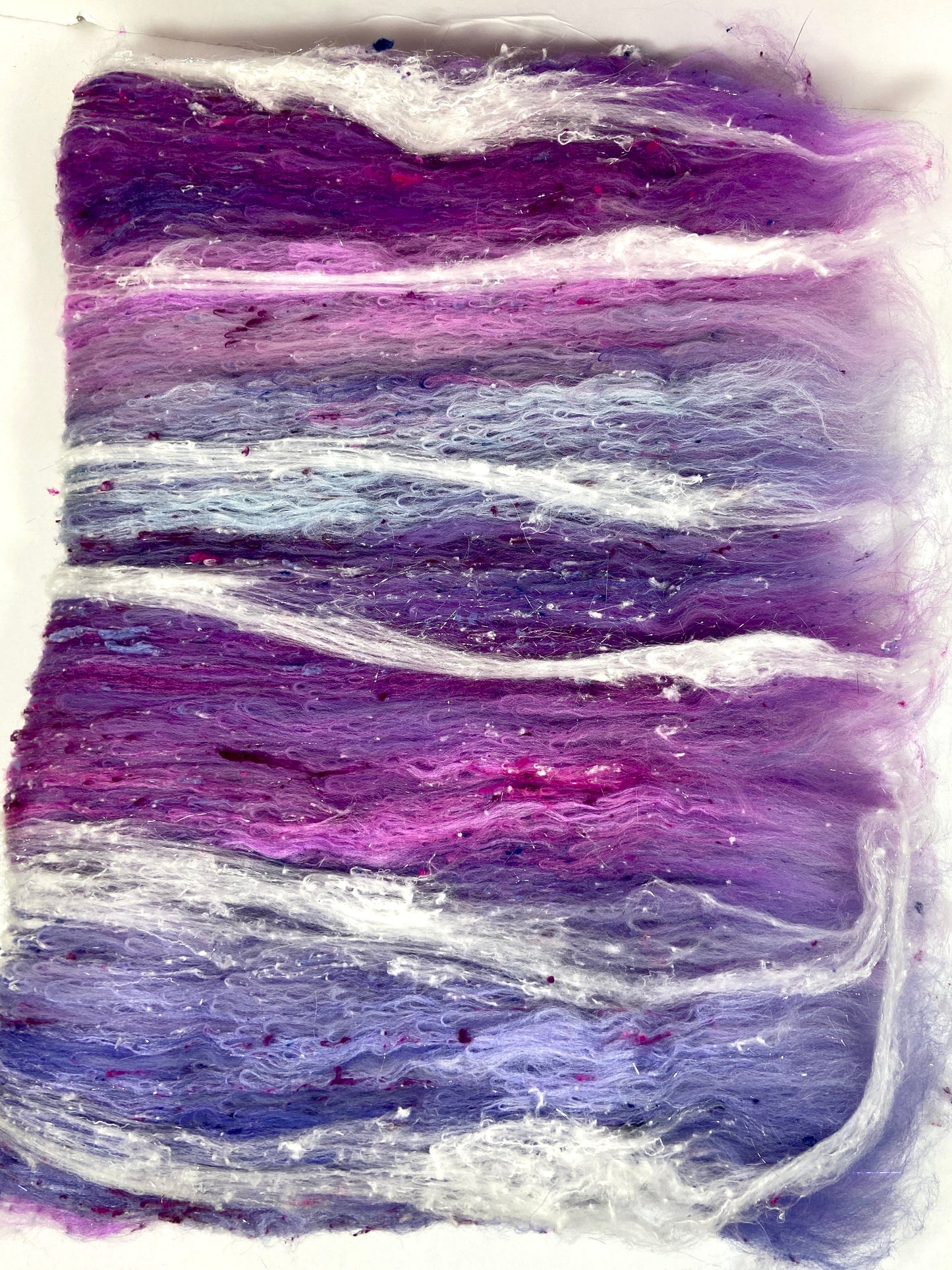 Charlotte Batt 1203-02- 2.8 oz Polwarth wool, silk, noils, spinning fiber, handspinning, nuno, felting wool, weaving