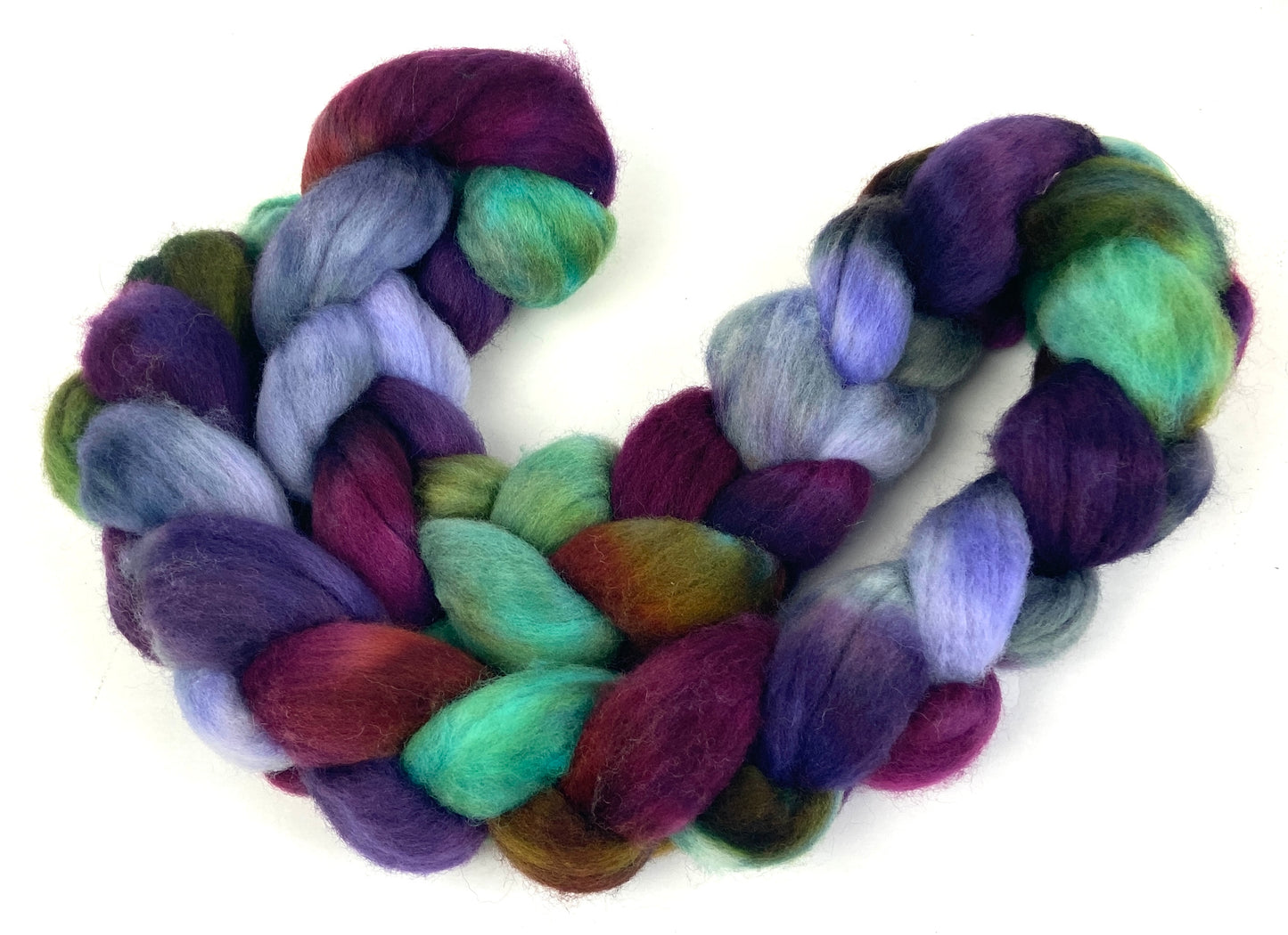 Arabesque SC - 4 oz hand painted wool combed top, roving, spinning fiber, handspinning, felting