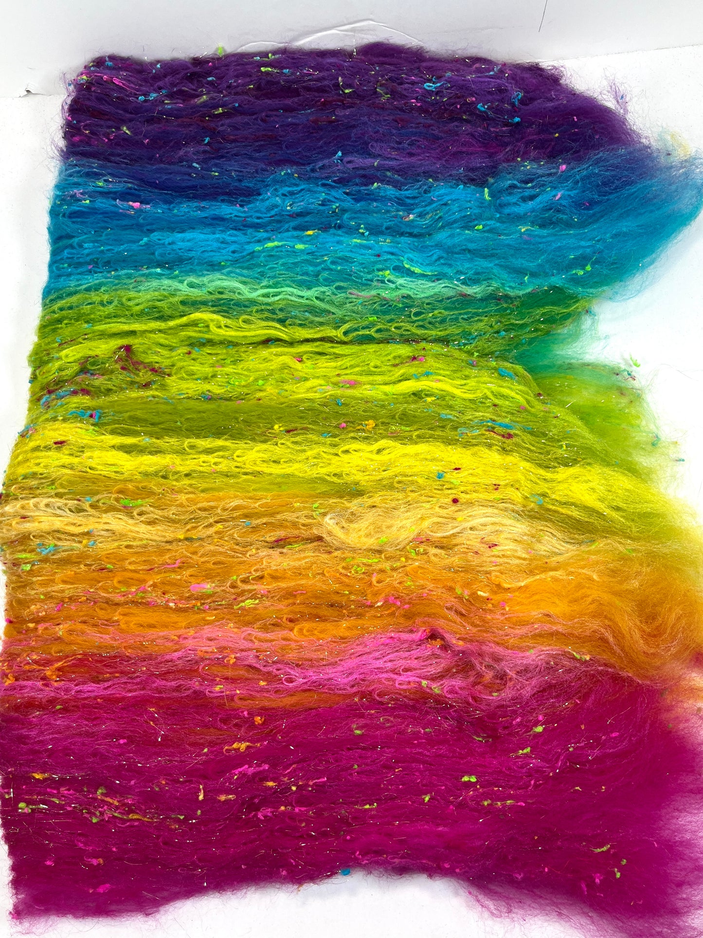 Plumeria Gradient Batt 0728-03 - 2.5 oz Falkland Merino wool, silk, noils, spinning fiber, handspinning, nuno, felting wool, weaving, spindle