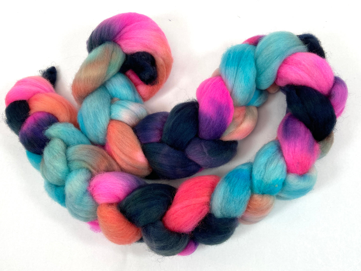 Flamingo SC - 4 oz hand painted wool combed top, roving, spinning fiber, handspinning, felting
