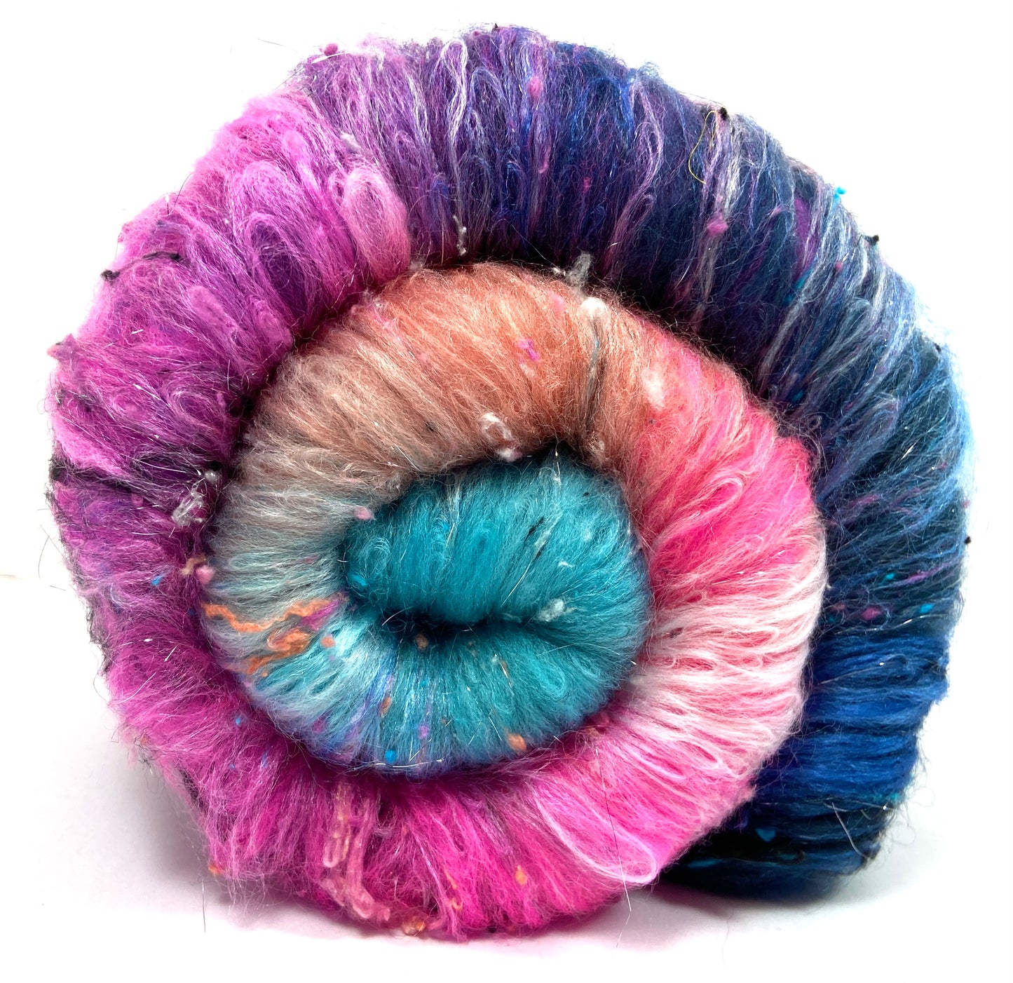 Flamingo Batt 1011-01 - 2.9 oz Falkland Merino wool, silk, noils, spinning fiber, drumcarded, handspinning, nuno, felting wool, weaving