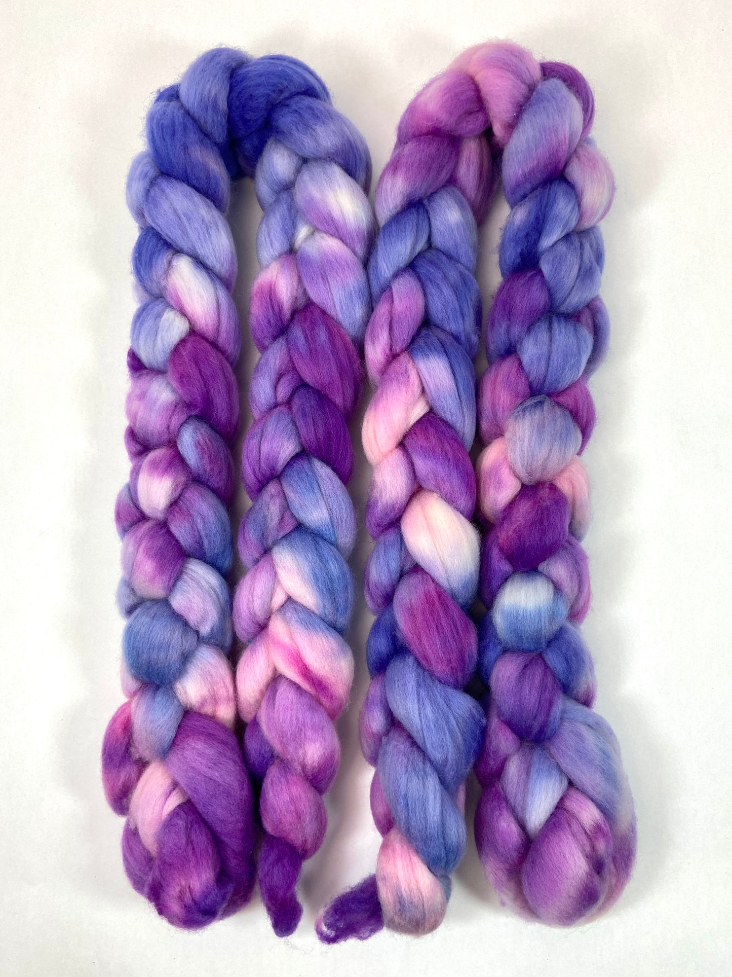 Charlotte MG - 4 oz hand painted wool combed top, roving, spinning fiber, handspinning, felting