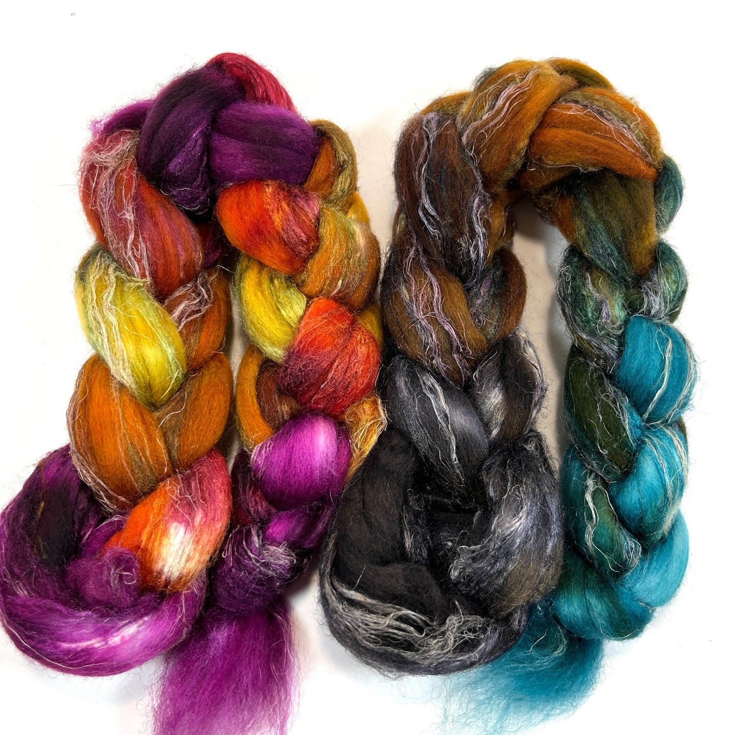 Combo Pack - Curried Beets and Keepsake, 4 oz total, Merino, silk, flax combed top, mirrored gradient, roving, spinning fiber, handspinning, felting, wool, 0727-01