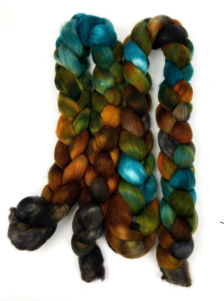 Keepsake MG - 4 oz hand painted wool combed top, roving, spinning fiber, handspinning, felting