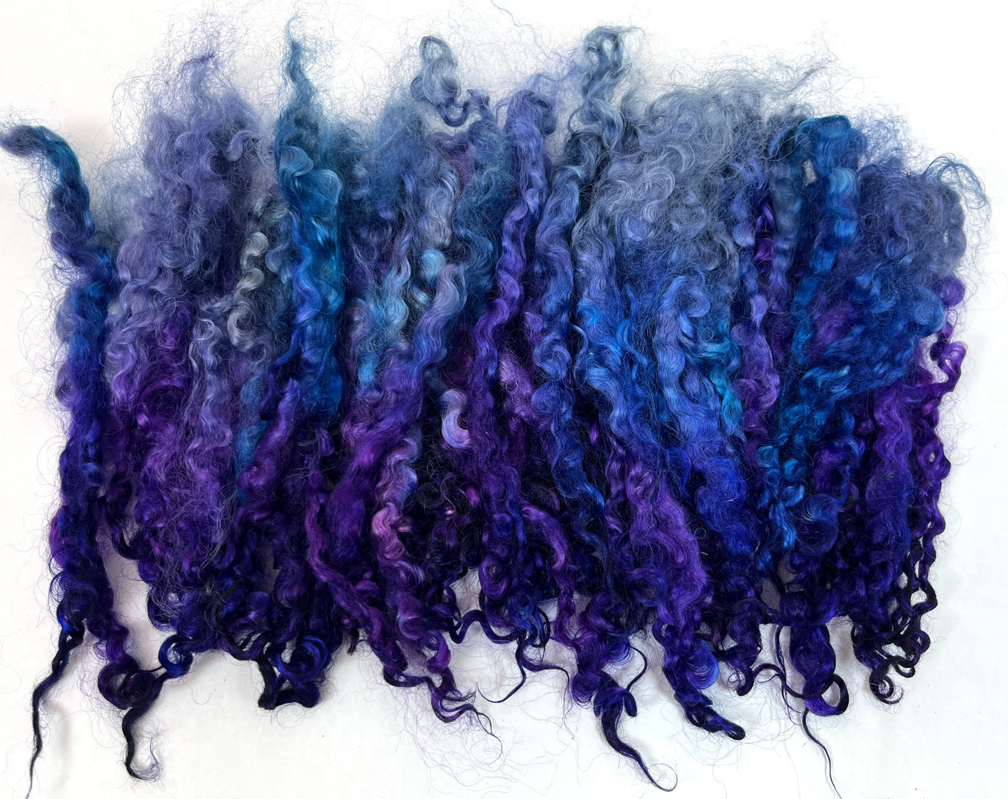 Wensleydale Locks, 1 oz, 6-7 inches long, Midnight Fantastic, super clean, spinning, felting, fiber art, doll hair, nuno, lockspun yarn