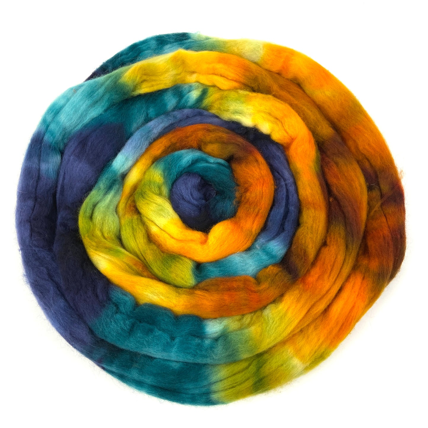 Quackery SC - 4 oz hand painted wool combed top, roving, spinning fiber, handspinning, felting