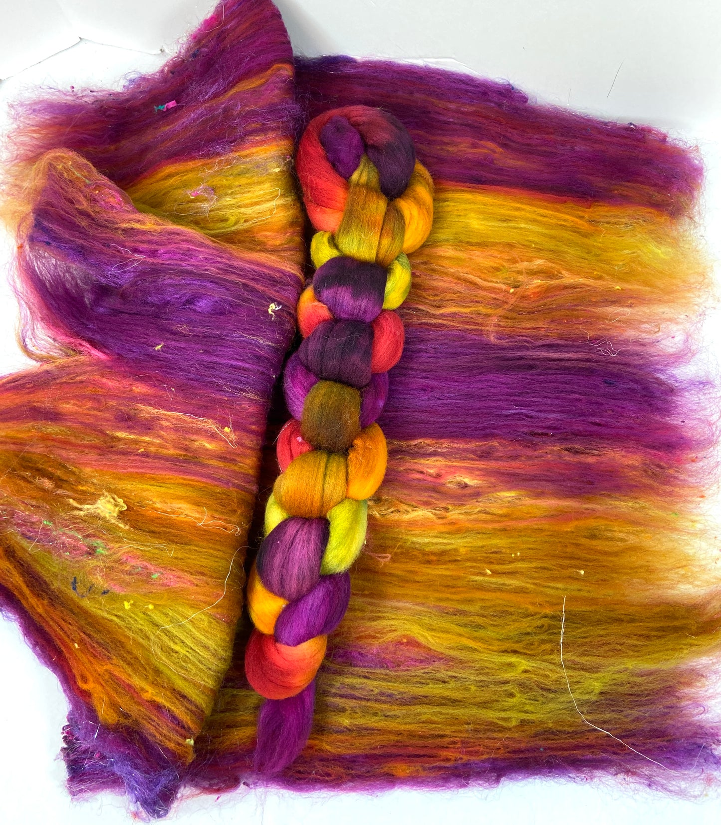 Curried Beets Batt/top Combo 1202-02, 4.1 oz, Targhee wool, silk, bamboo, spinning fiber, felting wool, weaving fiber