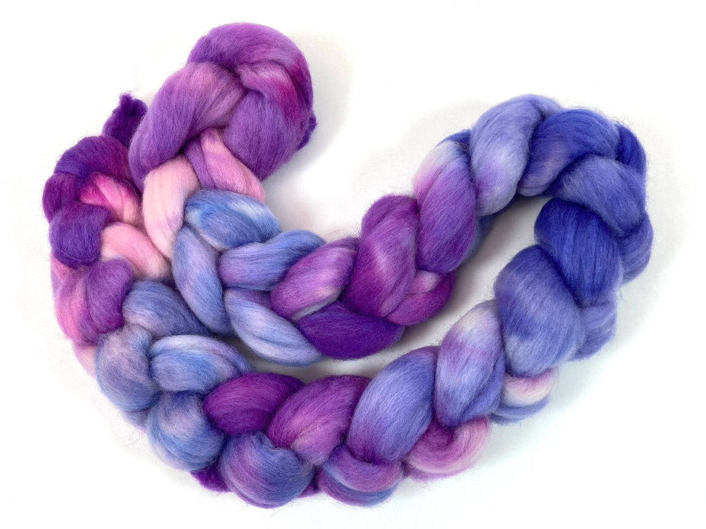 Charlotte MG - 4 oz hand painted wool combed top, roving, spinning fiber, handspinning, felting