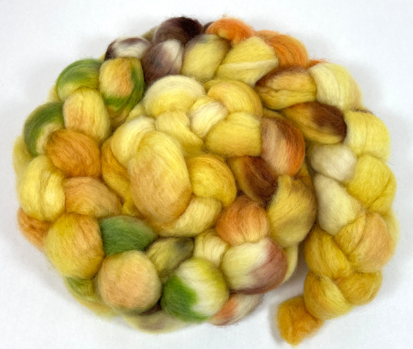 Sunflower Test Braid - 4 oz BFL wool combed top, roving, spinning fiber, handspinning, felting