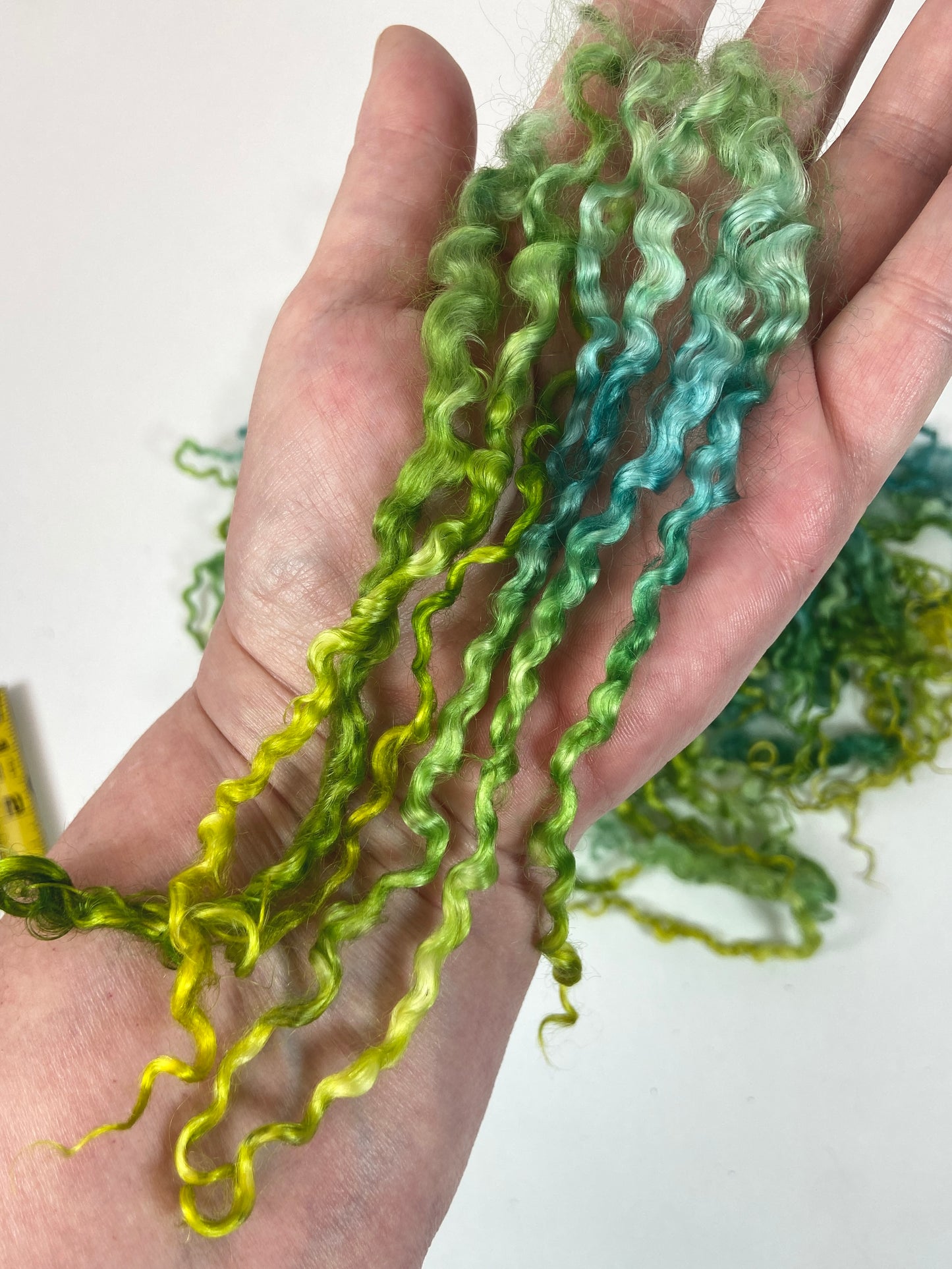 Wensleydale Locks, 6-7 inches long, super clean, spinning, felting, fiber art, doll hair, nuno, lockspun yarn 1117-01