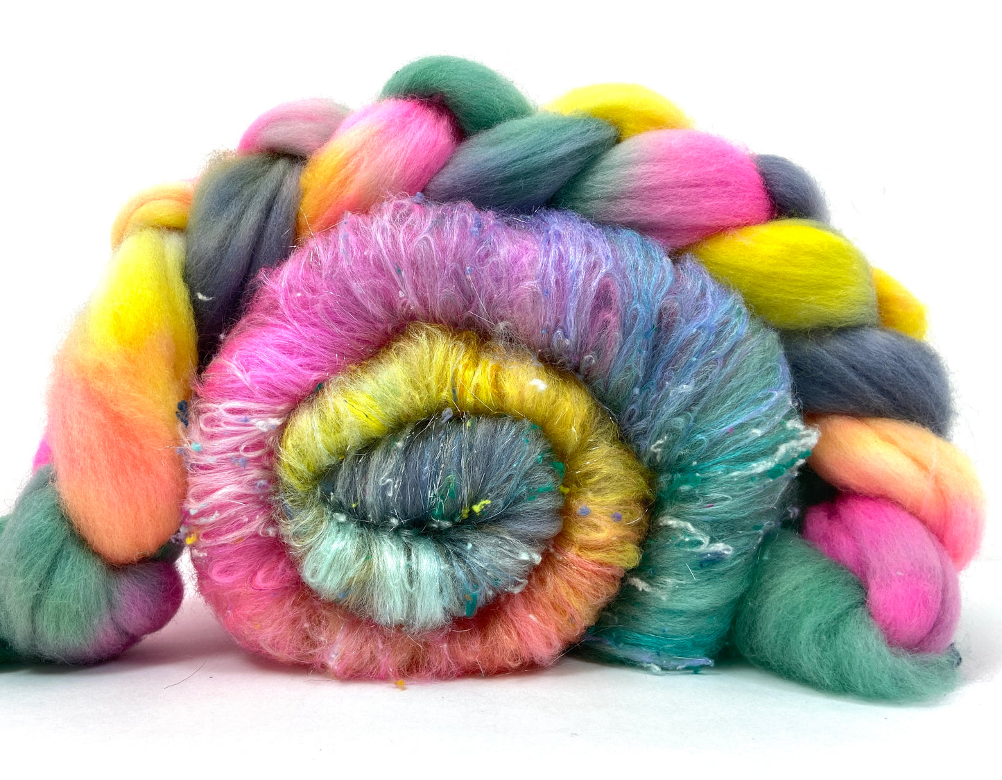 Nancy Batt/top Combo 1122-04, 4.5 oz, Polwarth wool, silk, bamboo, spinning fiber, felting wool, weaving fiber