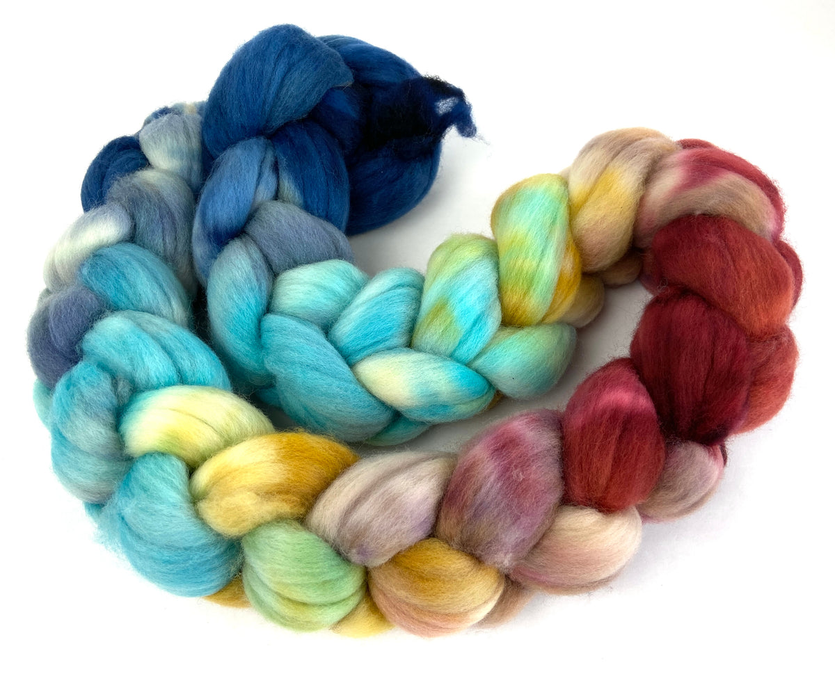 Unity MG - 4 oz hand painted wool combed top, roving, spinning fiber, handspinning, felting