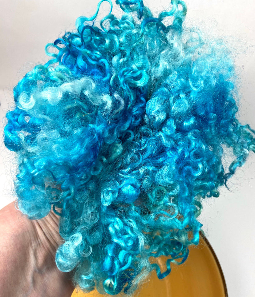 Wensleydale locks, 1.1 oz, 5-7 inches long, super clean, spinning, felting, fiber art, doll hair, nuno, lockspun yarn 0501-01
