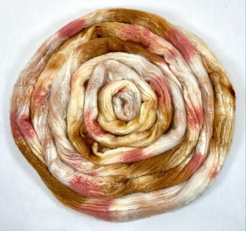 Sea Scallop 4 oz 60/40 Polwarth/silk combed top, roving, spinning fiber, handspinning, felting, needle felting, weaving supplies, wool