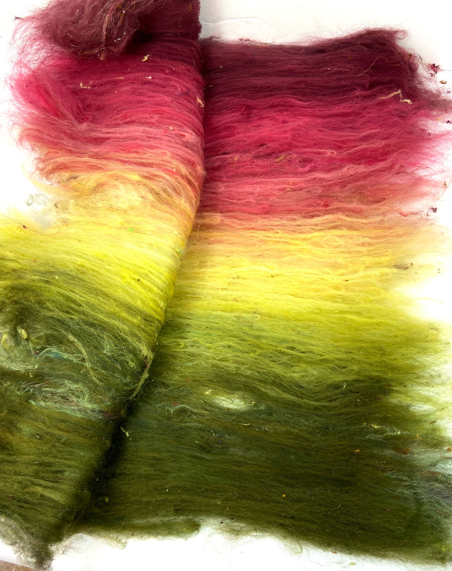Victoriana Gradient Batt 1006-02 - 2.8 oz Corriedale wool, silk, noils, spinning fiber, handspinning, nuno, felting wool, weaving, spindle