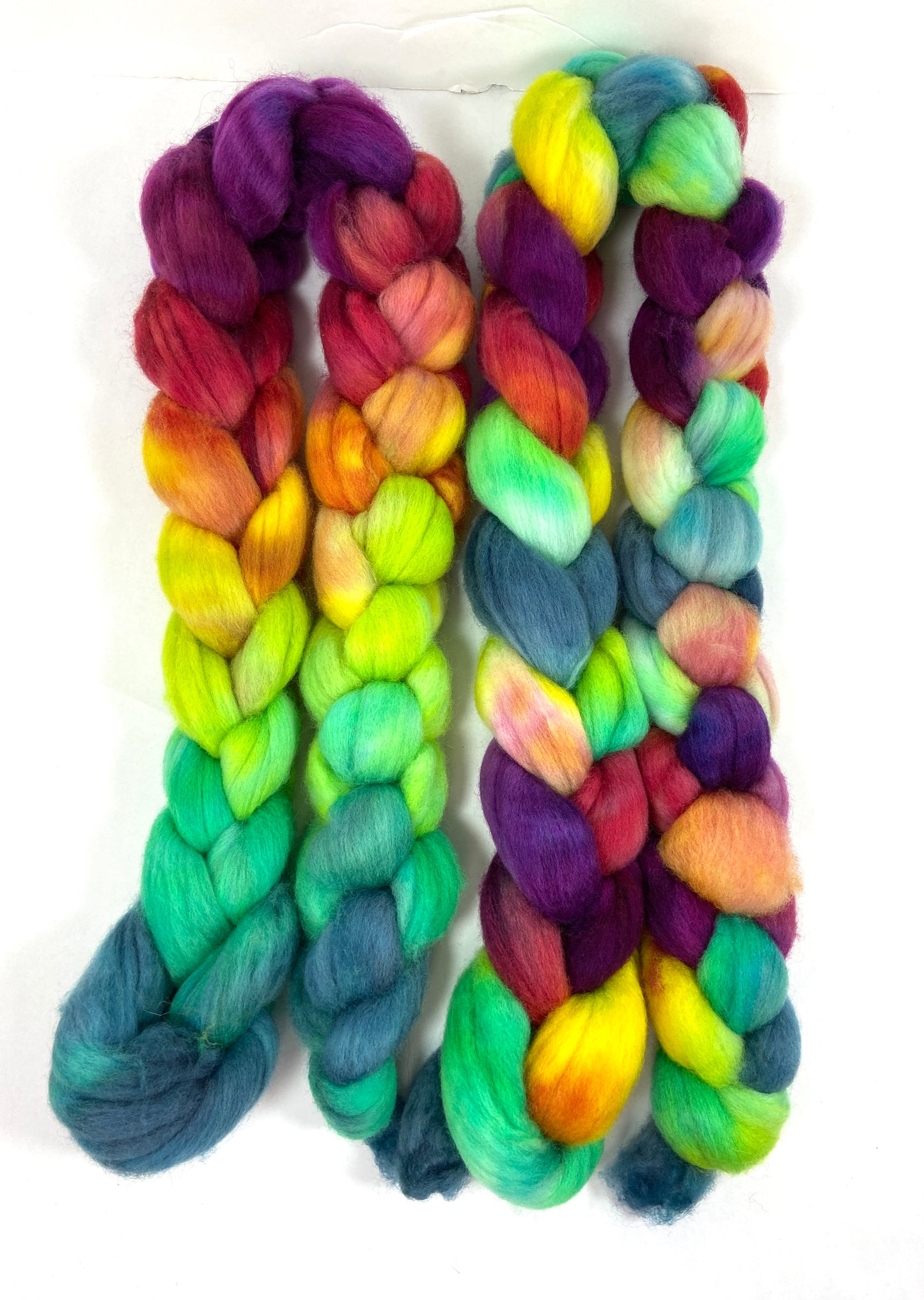 Kaleidoscope MG - 4 oz hand painted wool combed top, roving, spinning fiber, handspinning, felting