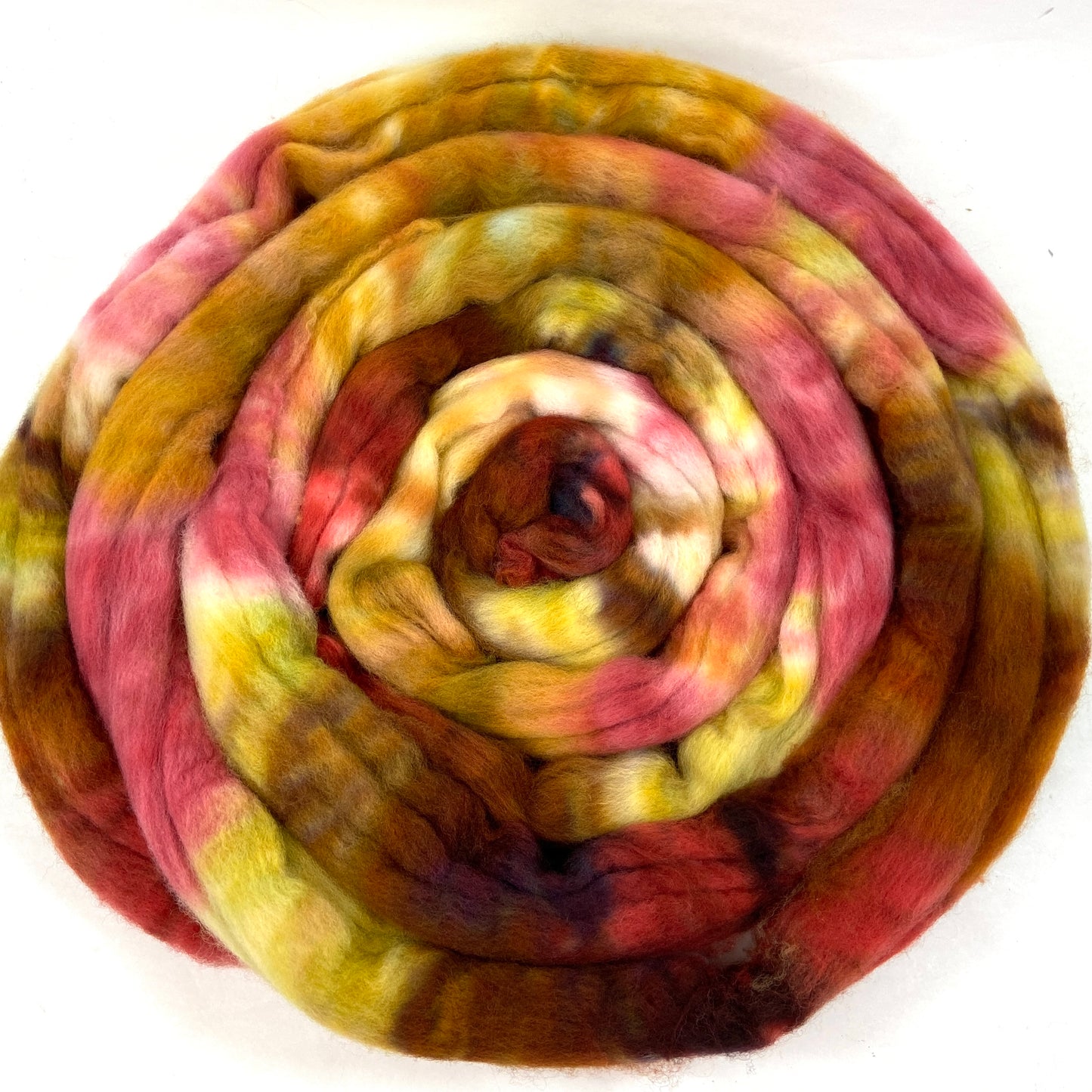 Old Rose SC - 4 oz hand painted wool combed top, roving, spinning fiber, handspinning, felting