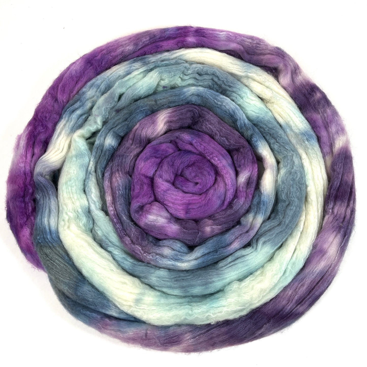 Frostberry - 4 oz 85/15 Polwarth wool/tussah silk combed top, roving, spinning fiber, handspinning, felting, needle felting, weaving supplies