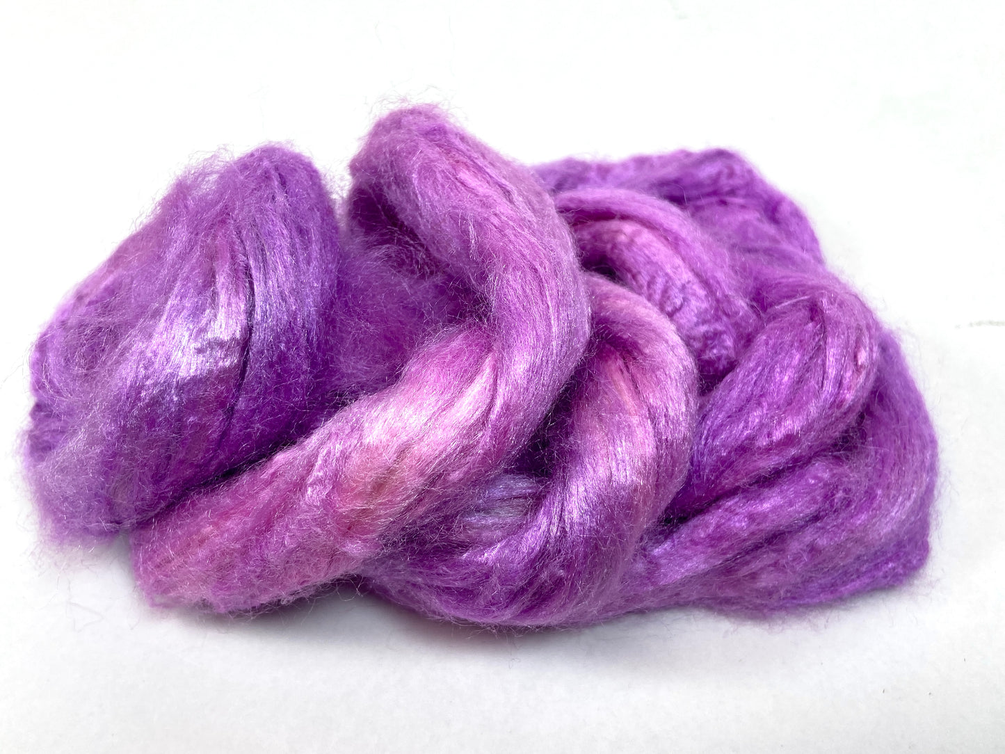 Tussah Silk - Orchid - hand dyed, nuno felting, spinning fiber, art yarn, handspinning, felting fiber, corespinning, roving, 1101-24