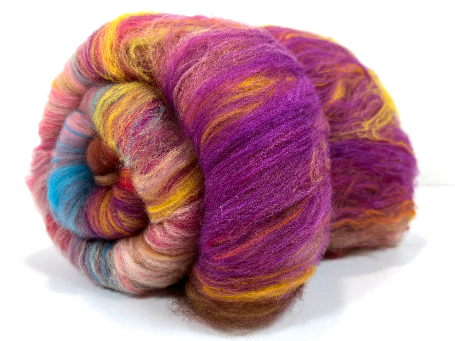 Crayon Box Batt 0804-01 - 4 oz Soft wool, NO SPARKLE, gradient style, spinning fiber, drumcarded, handspinning, nuno, felting wool