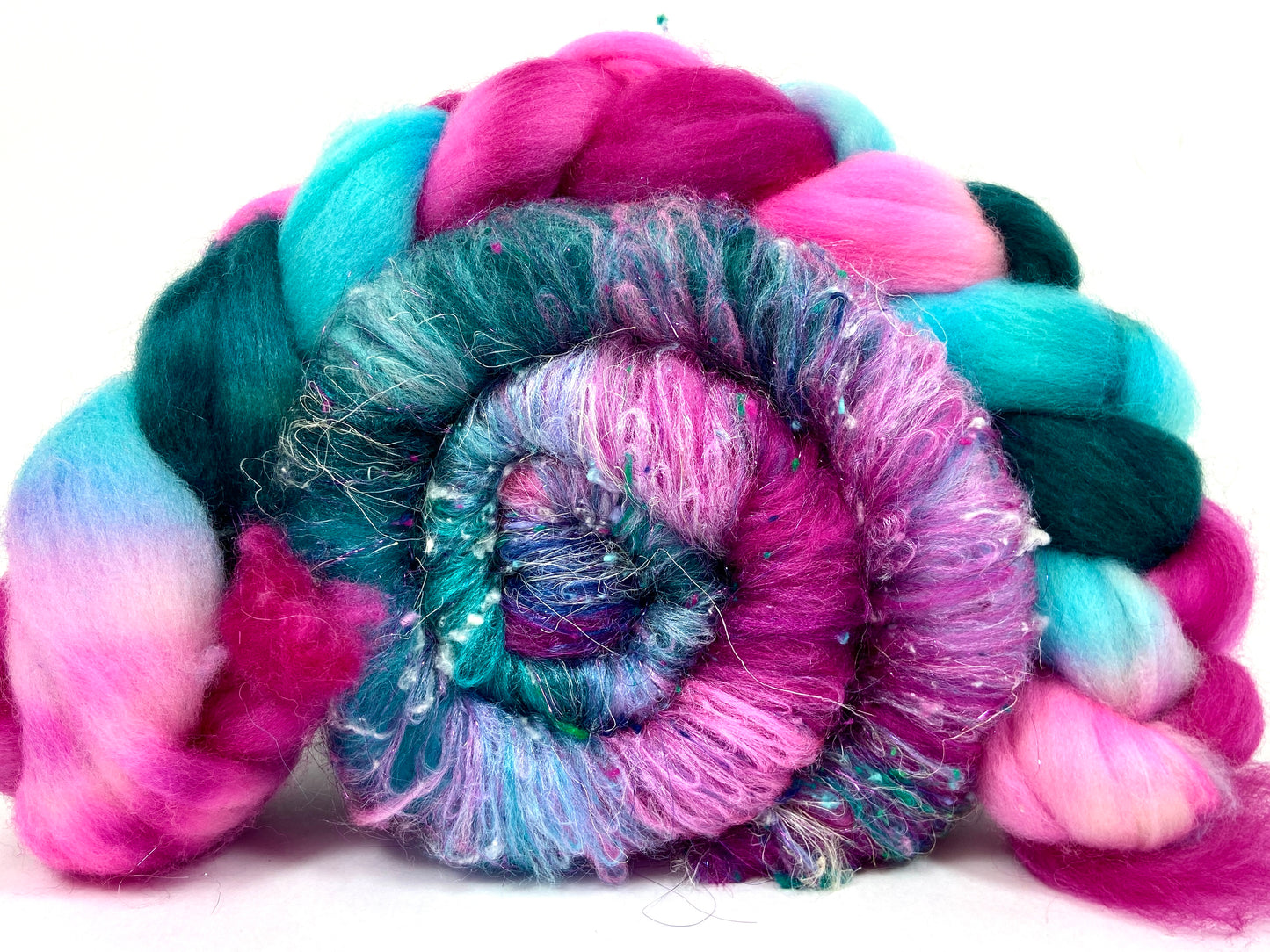 Bijou Batt/top Combo 1203-01 , 4.4 oz, Polwarth wool, silk, bamboo, spinning fiber, felting wool, weaving fiber