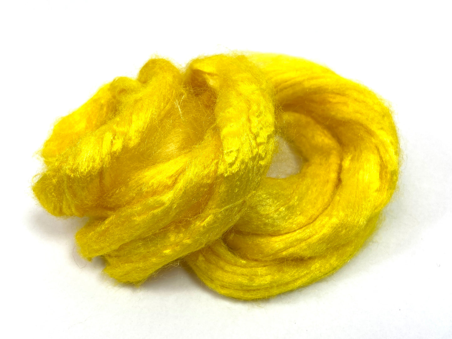 Tussah Silk - Lemon - hand dyed, nuno felting, spinning fiber, art yarn, handspinning, felting fiber, corespinning, roving, 1101-28