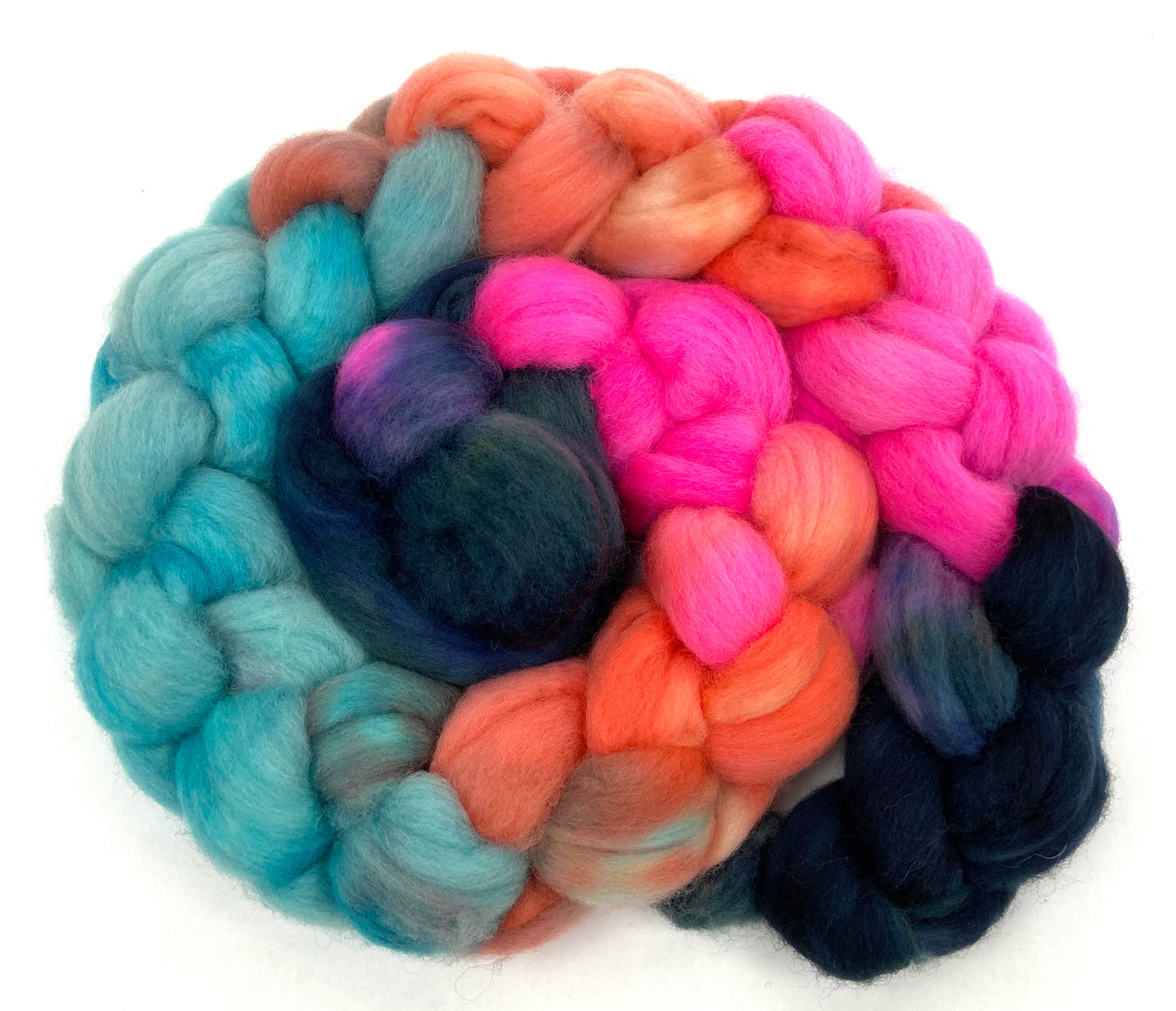 Flamingo MG - 4 oz hand painted wool combed top, roving, spinning fiber, handspinning, felting