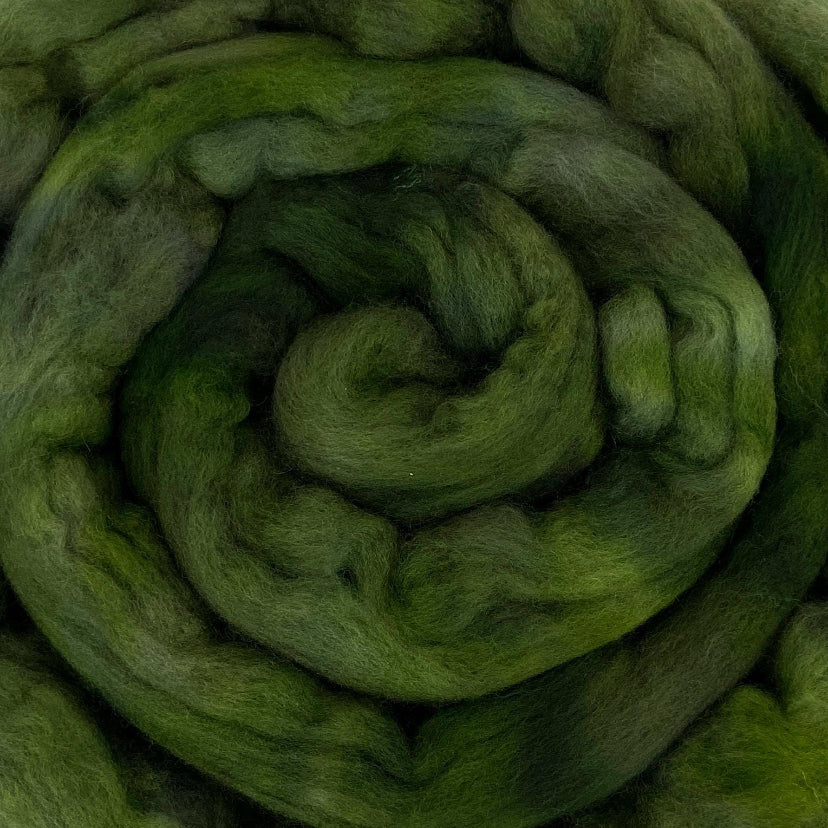 SALE Hunter Green Batt 1013-08 - 2.8 oz Merino wool, silk, noils, spinning fiber, handspinning, nuno, felting wool, weaving