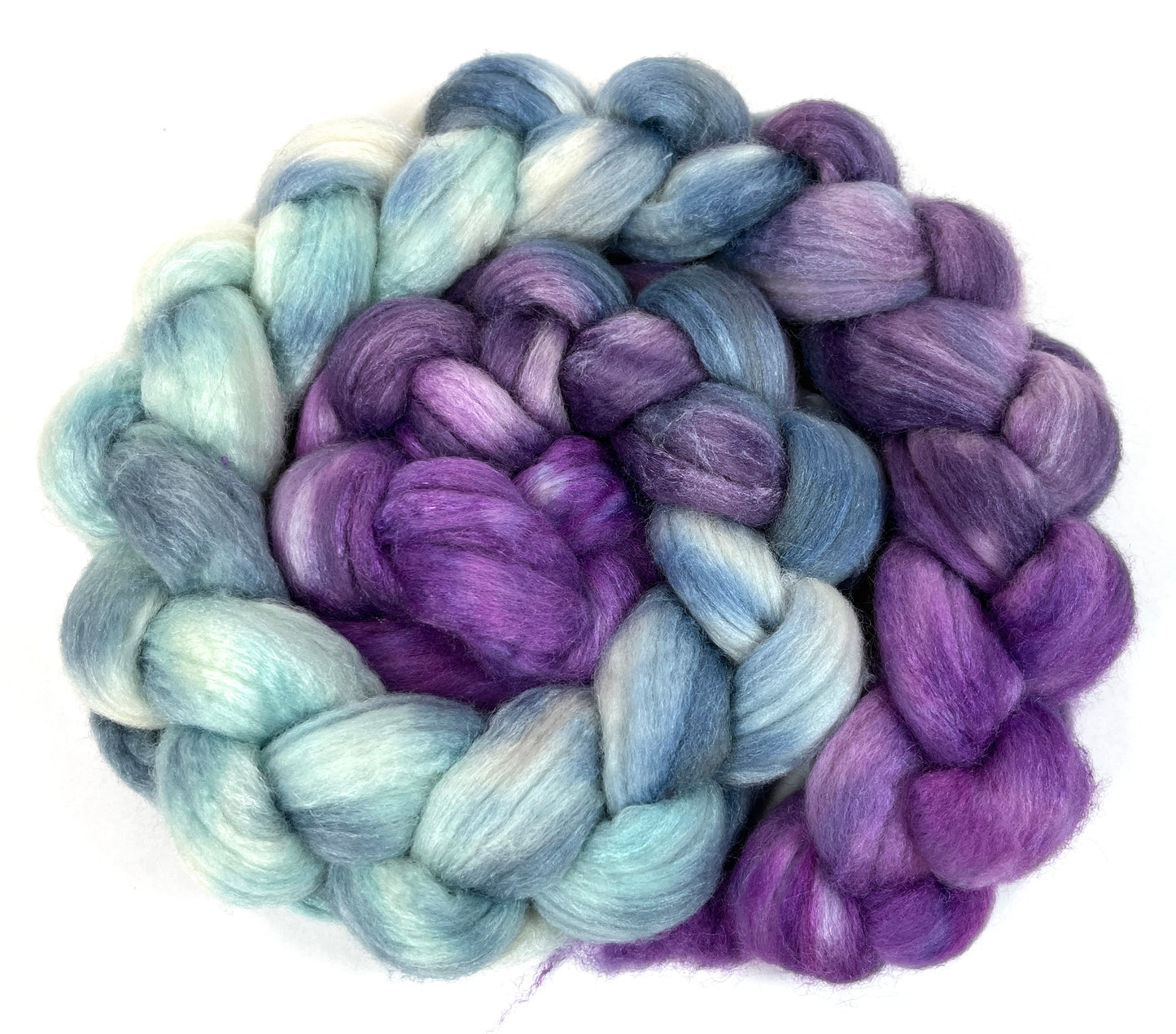 Frostberry - 4 oz 85/15 Polwarth wool/tussah silk combed top, roving, spinning fiber, handspinning, felting, needle felting, weaving supplies