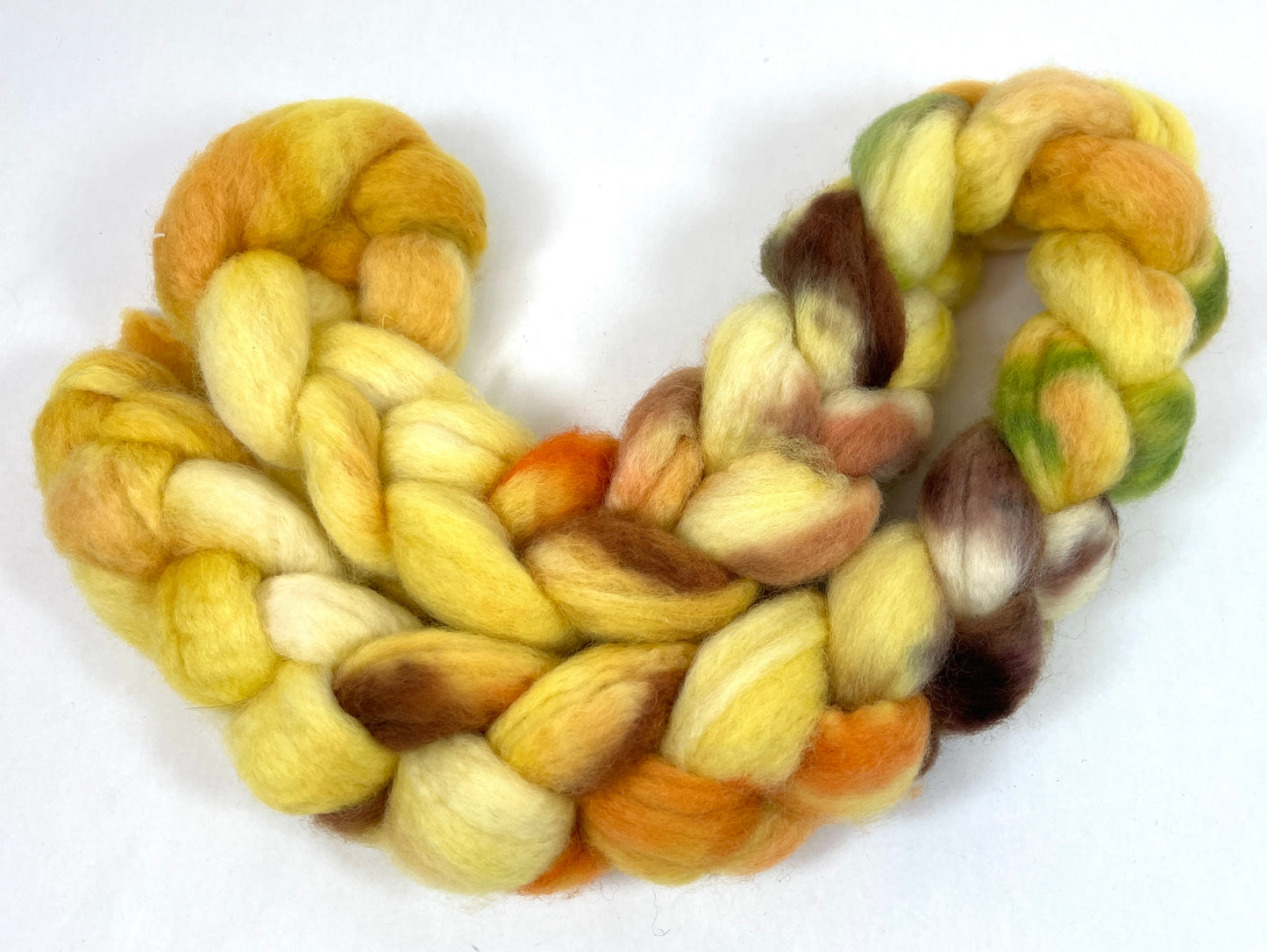 Sunflower Test Braid - 4 oz BFL wool combed top, roving, spinning fiber, handspinning, felting