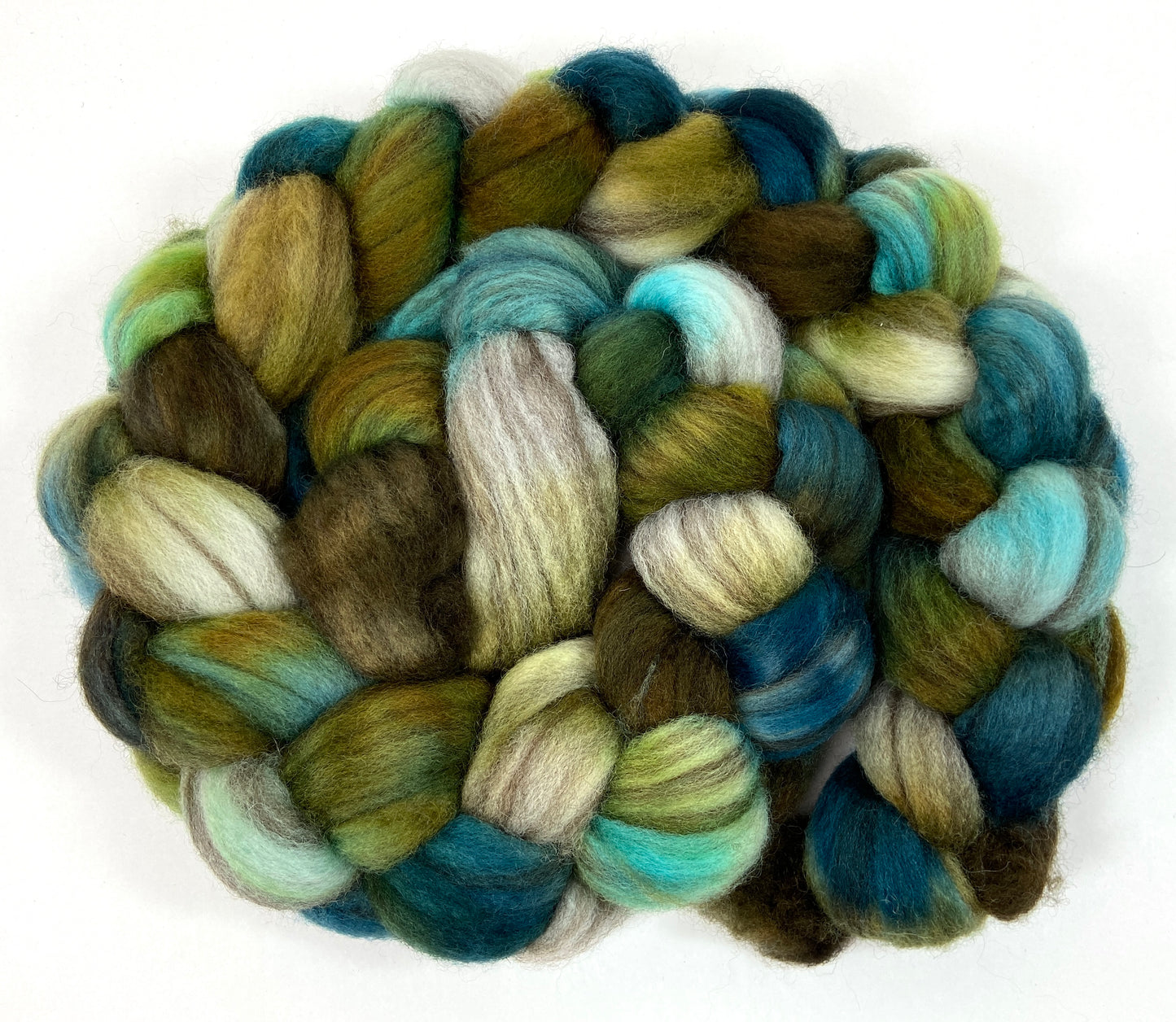 Tide Pool SC - 4 oz BFL Swirl wool combed top, roving, spinning fiber, handspinning, felting, needle felting, weaving supplies