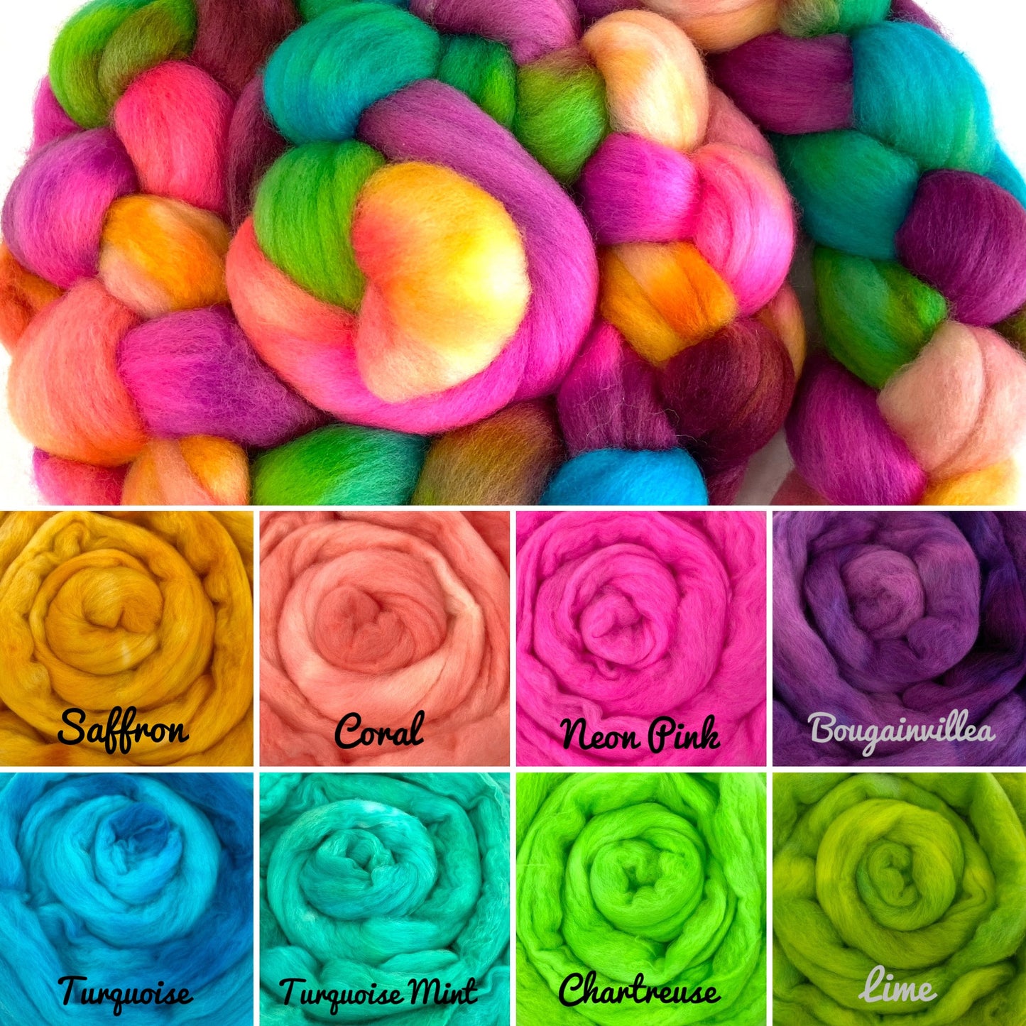 Super Nerds SC - 4 oz hand painted wool combed top, roving, spinning fiber, handspinning, felting