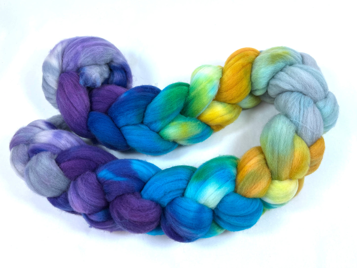 Sapphire Cove MG - 4 oz hand painted wool combed top, roving, spinning fiber, handspinning, felting