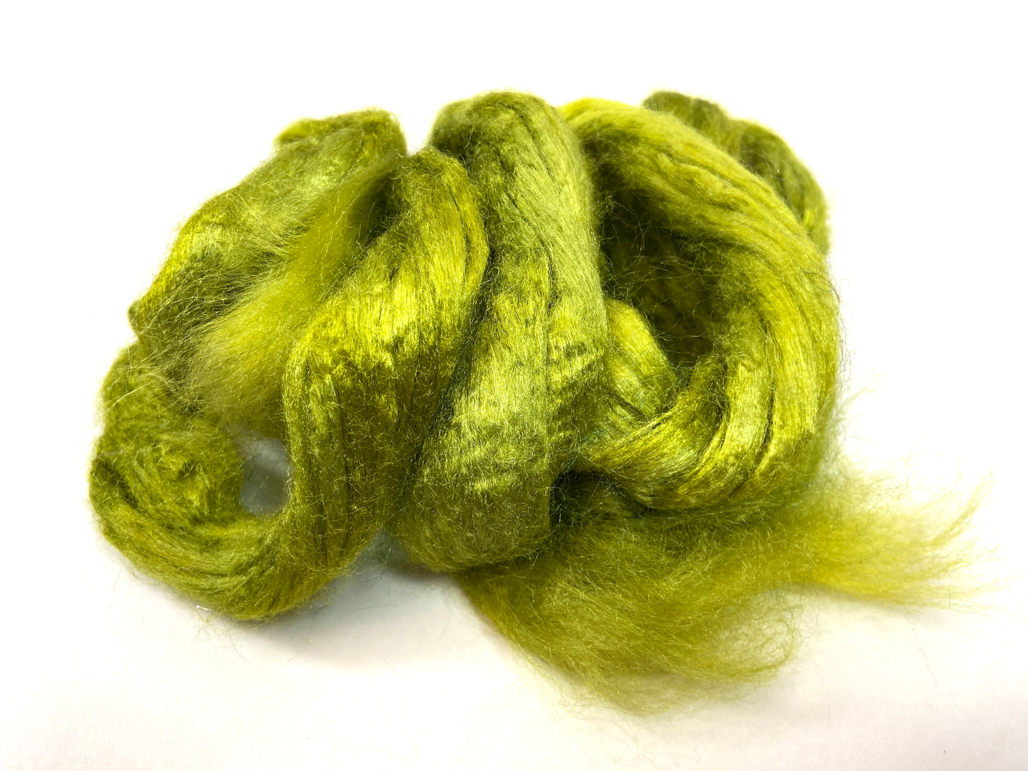 Tussah Silk - Ripe Olive - hand dyed, nuno felting, spinning fiber, art yarn, handspinning, felting fiber, corespinning, roving, 1101-07