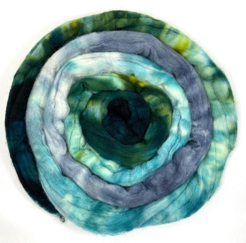 Cool River MG - 4 oz Corriedale wool combed top, roving, spinning fiber, handspinning, felting, needle felting, weaving supplies