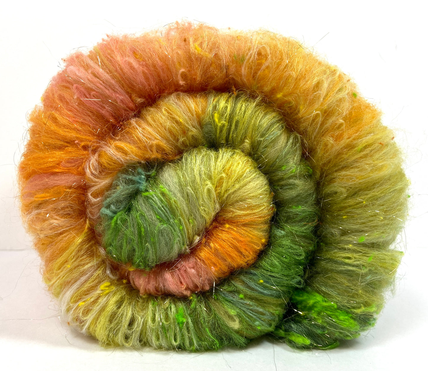 Nasturtiums Batt 0908-05 - 2.9 oz Falkland Merino wool, silk, noils, spinning fiber, handspinning, nuno, felting wool, weaving